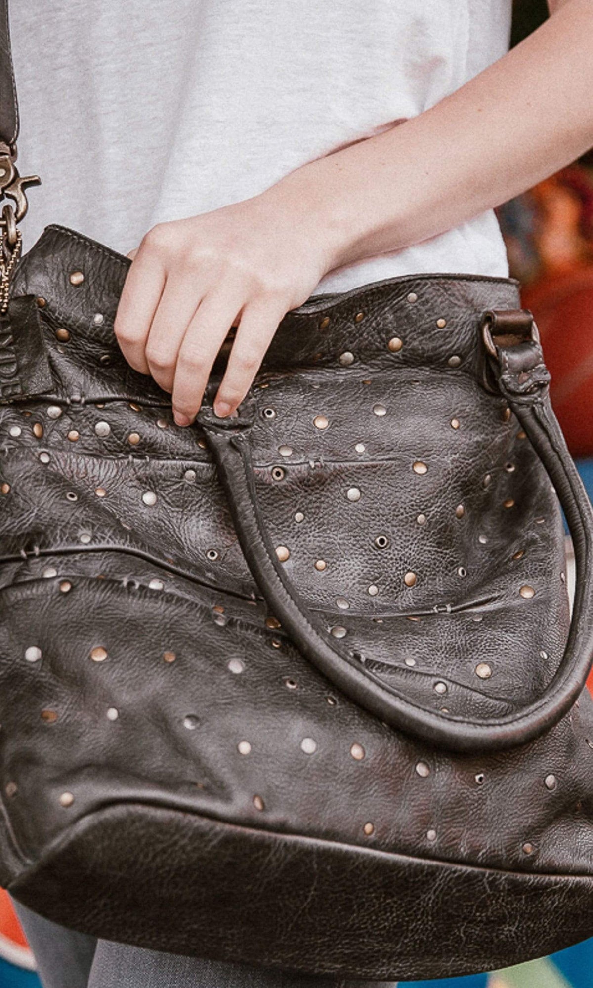 Hyde Collection Pleated Studded Crossbody Bag