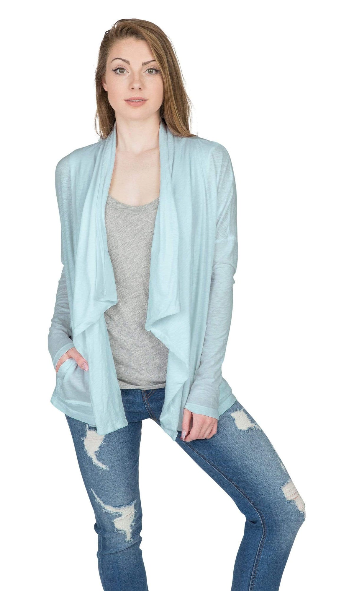 Velvet by Graham &amp; Spencer Emanuela Cotton Slub Open Drape Cardigan