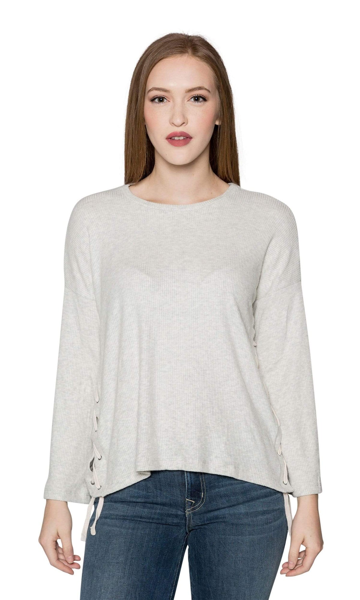Velvet by Graham &amp; Spencer Jonas Cozy Rib Lace Up Sleeve Top