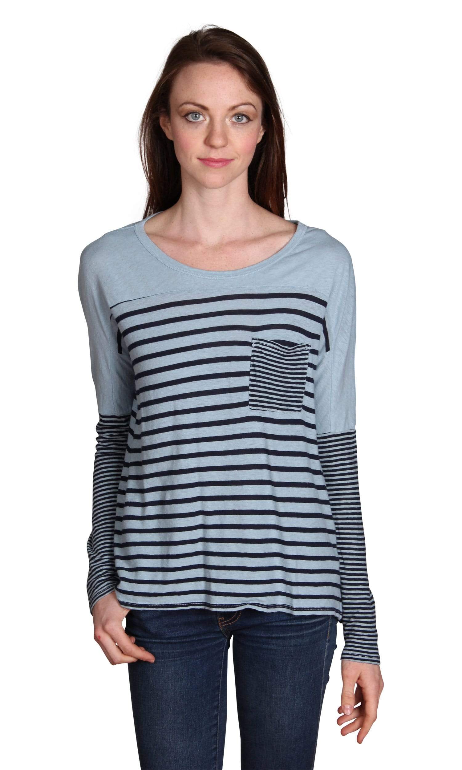 Velvet by Graham & Spencer Ario Mixed Stripe Pocket Top
