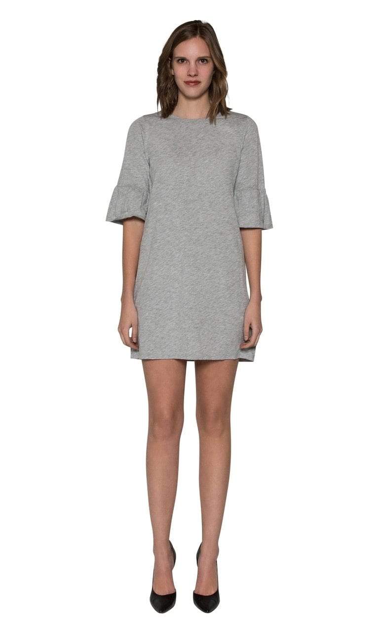 Velvet by Graham & Spencer Annabelle Cotton Slub Ruffle Sleeve Dress-H Grey