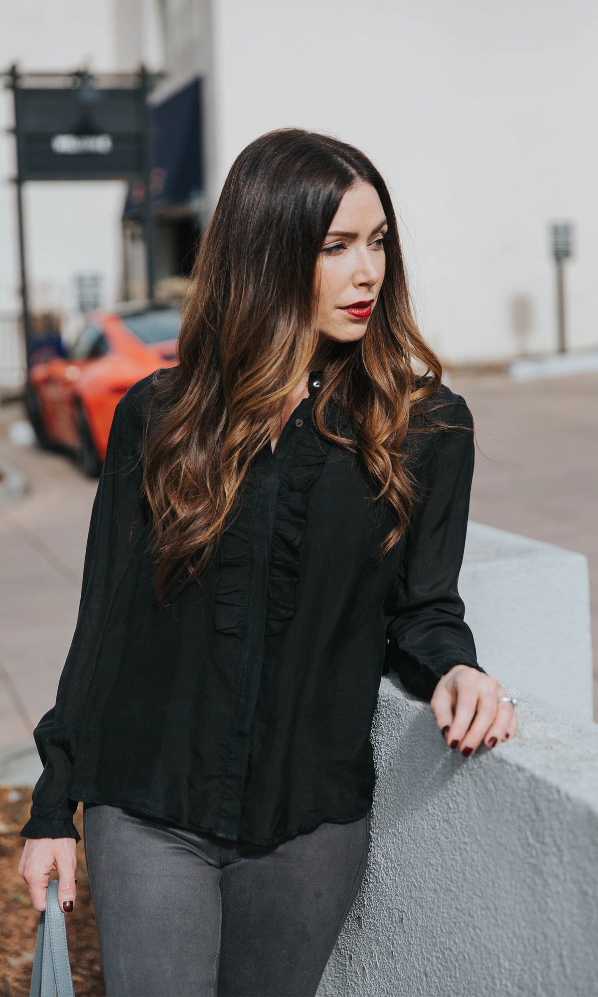 Velvet by Graham &amp; Spencer Willow Silk Ruffle Front Blouse