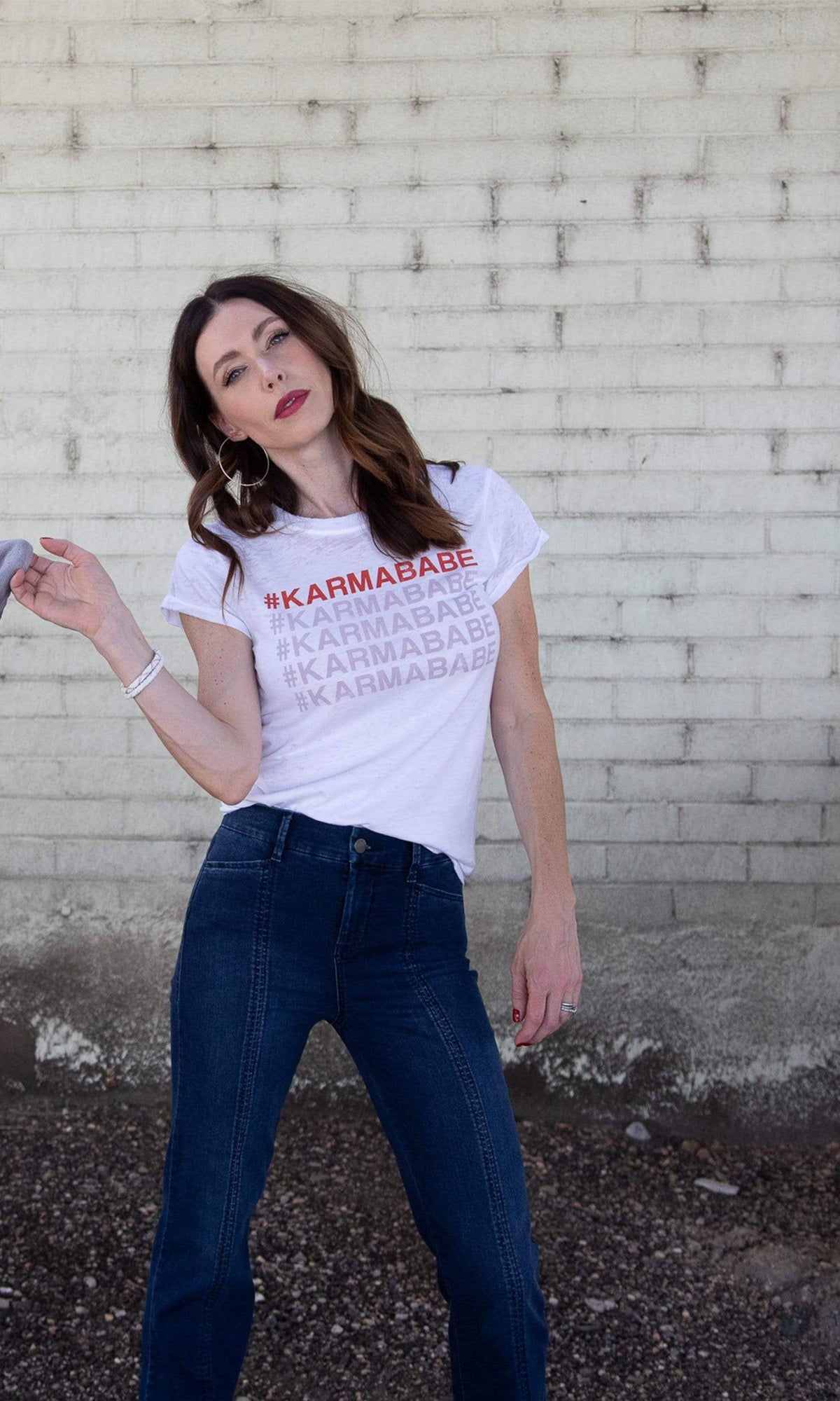 Recycled Karma Karmababe Distressed Burnout Tee