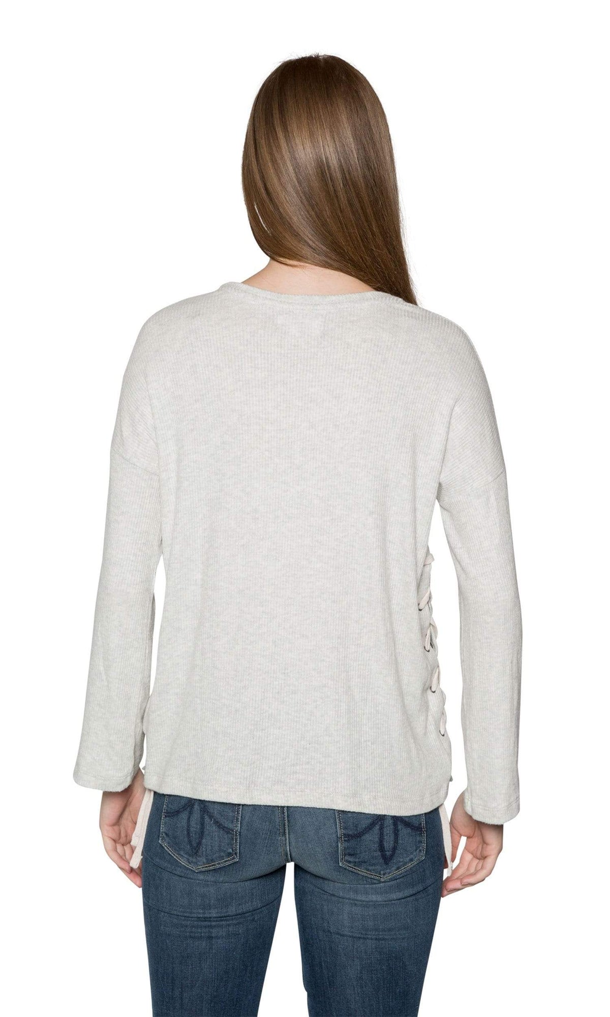 Velvet by Graham &amp; Spencer Jonas Cozy Rib Lace Up Sleeve Top