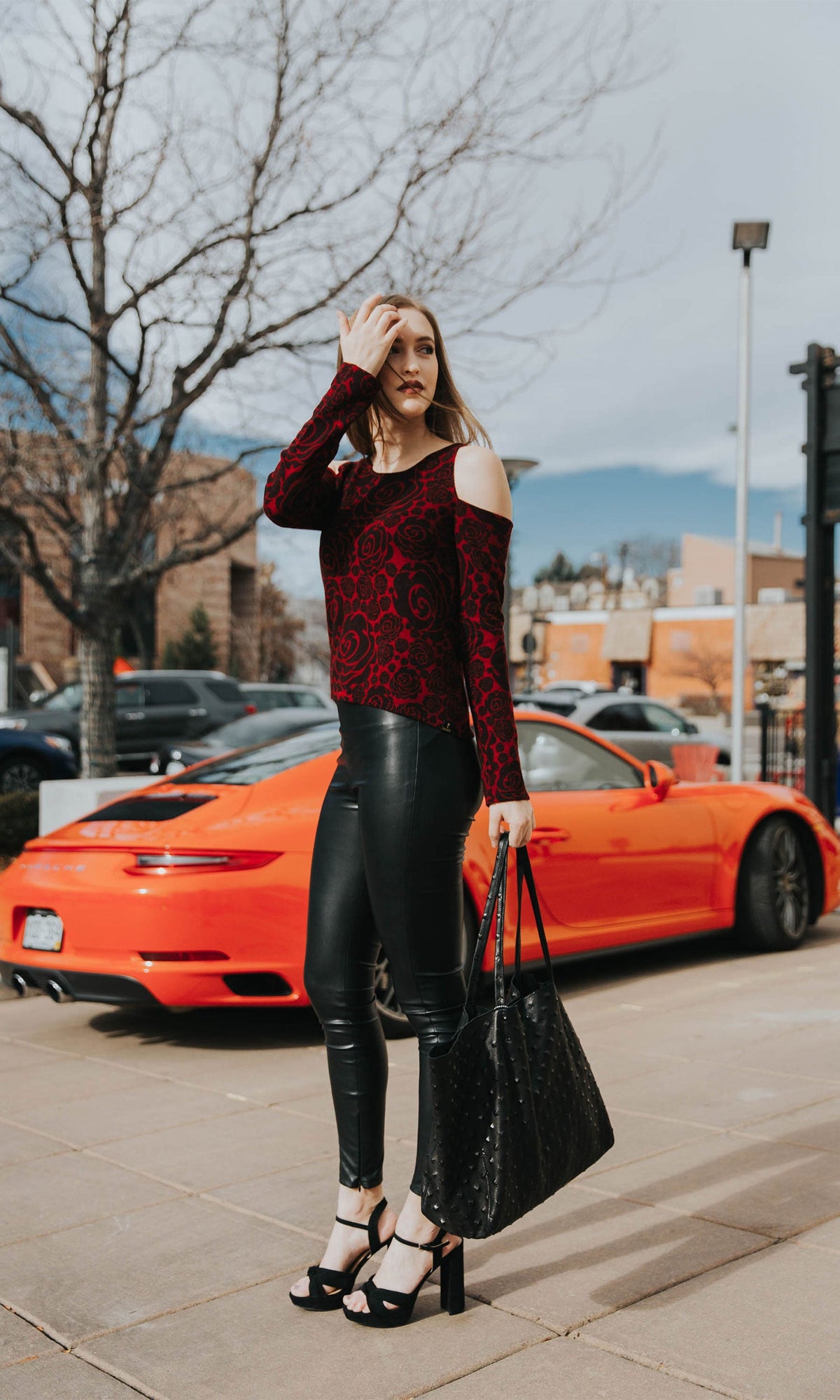 Streets Ahead Charlotte Pyramid Embossed Large Leather Tote