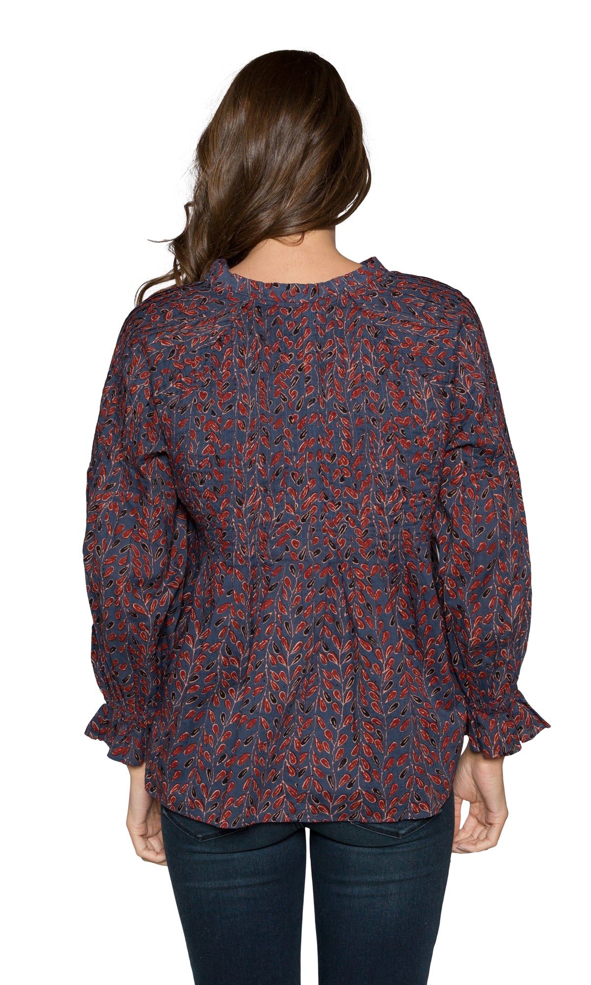 Velvet by Graham &amp; Spencer Jayla Printed Cotton Pintuck Peasant Top