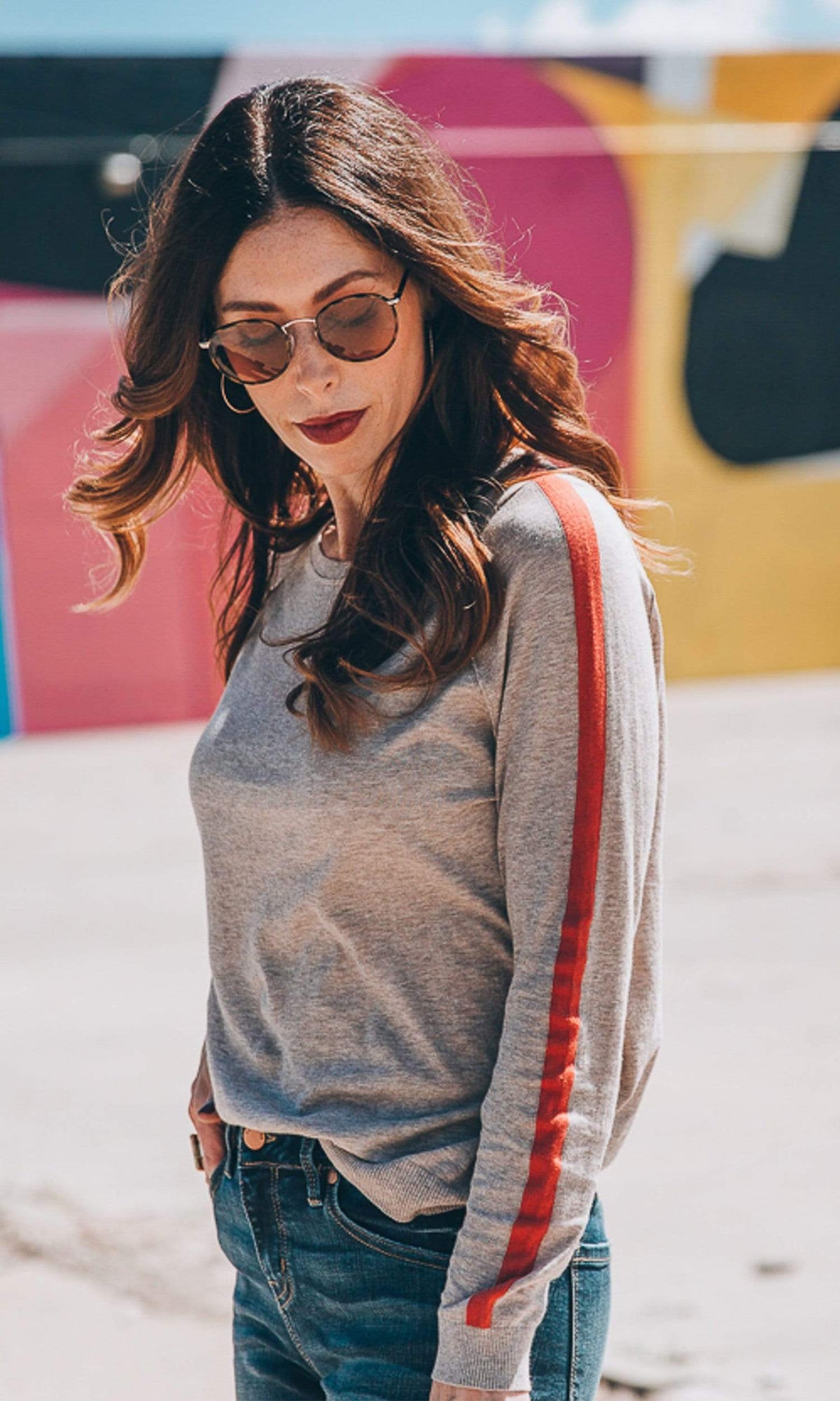 Velvet by Graham &amp; Spencer Torie Stripe Lux Cotton Raglan Sweater