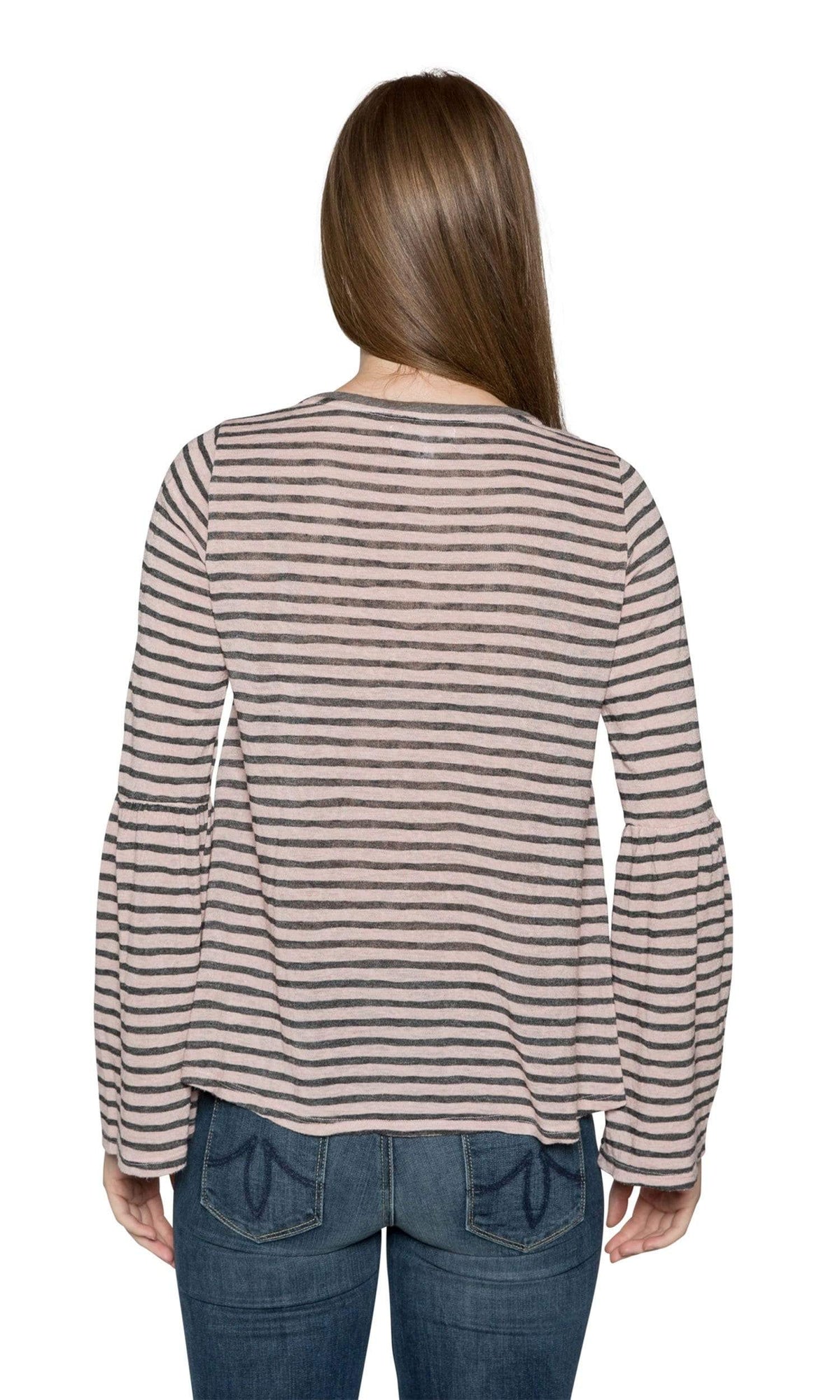Velvet by Graham &amp; Spencer Zabrina Textured Stripe Bell Sleeve Top