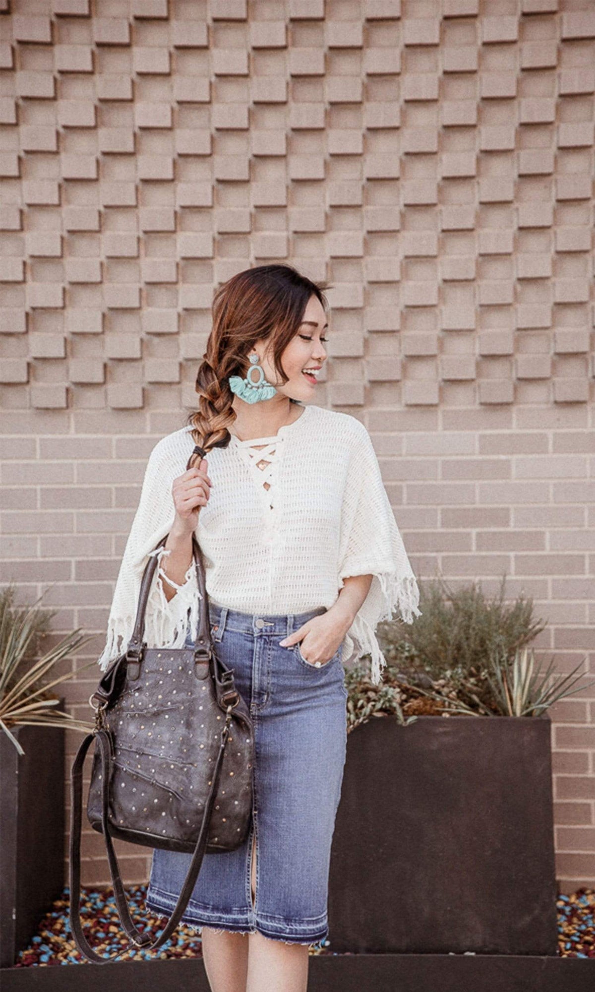 Velvet by Graham &amp; Spencer Ashlie Crochet Knit Fringe Sleeve Sweater