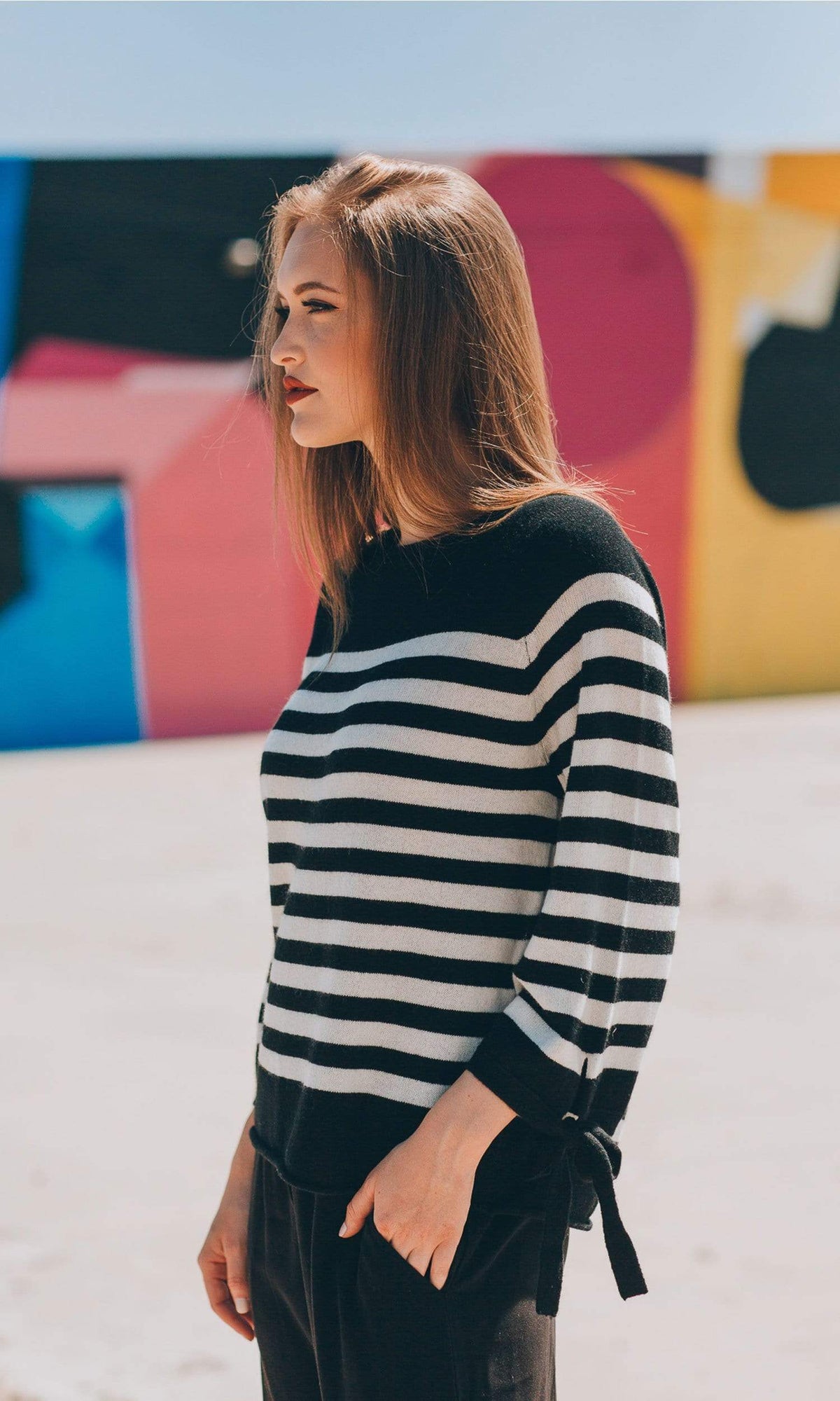 Velvet by Graham &amp; Spencer Cacey Stripe Cashmere Sweater