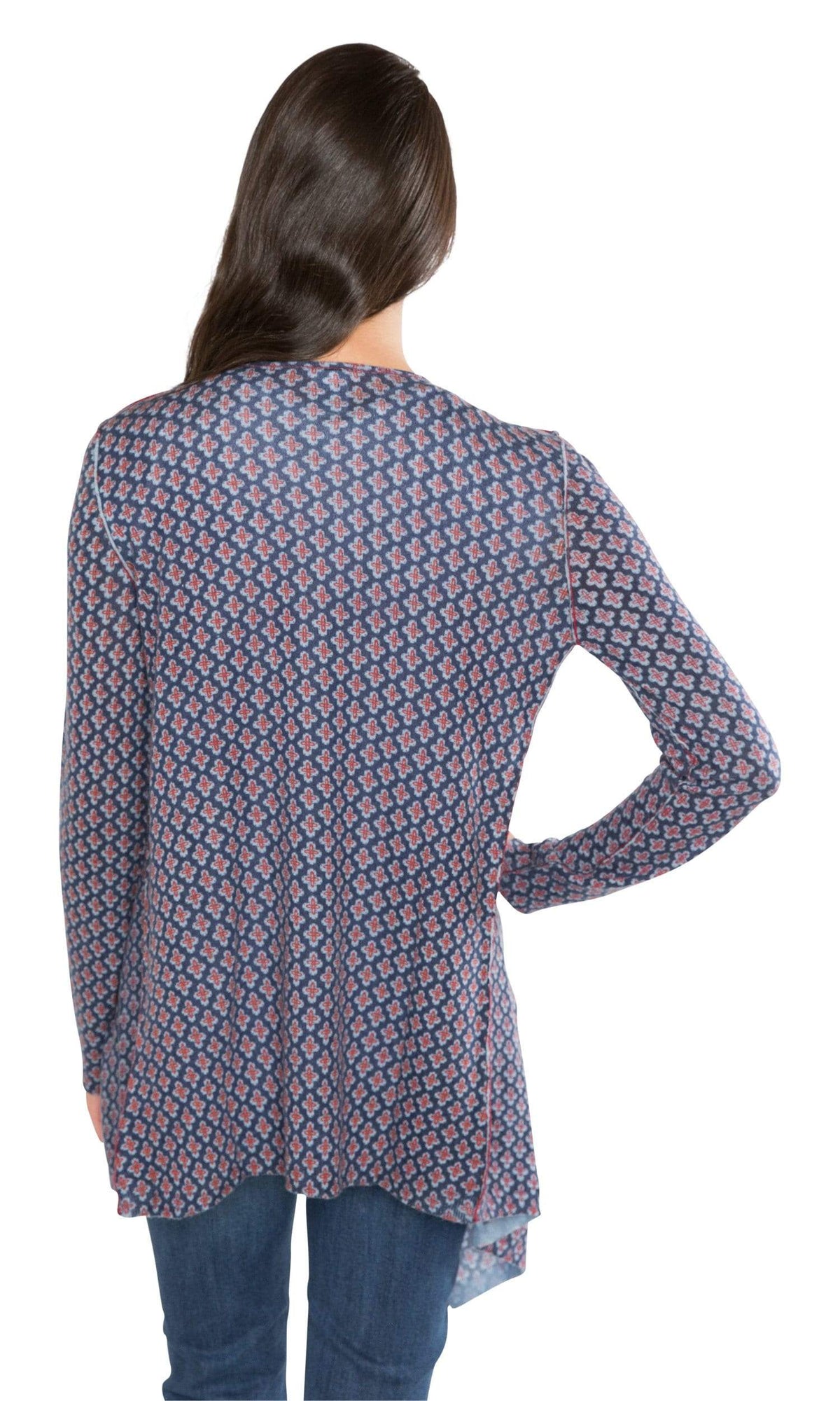 Knitwit Open Drape Light Cashmere Cardigan - Navy Denim Cross