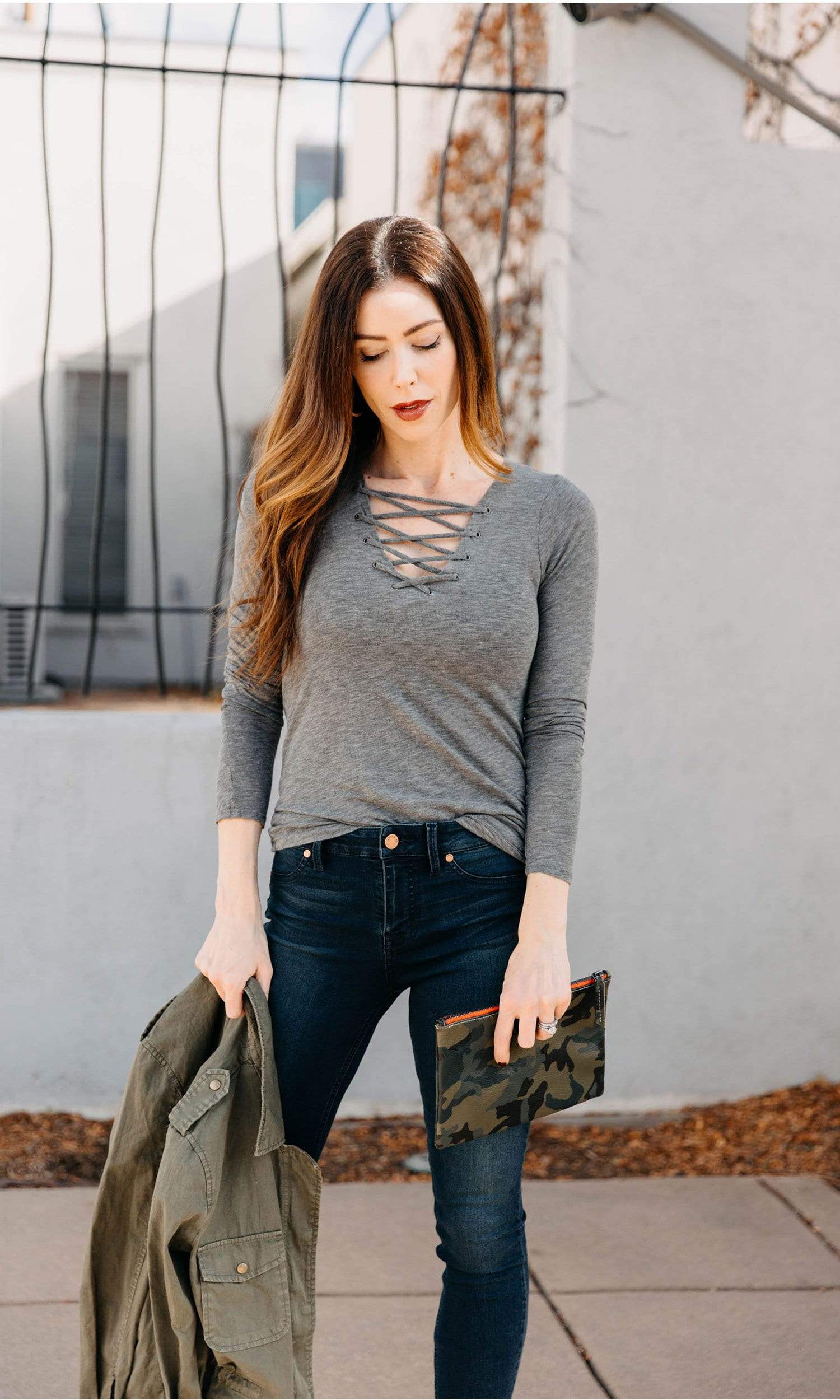 Velvet by Graham & Spencer Joni Gauzy Whisper Lace Up Tee