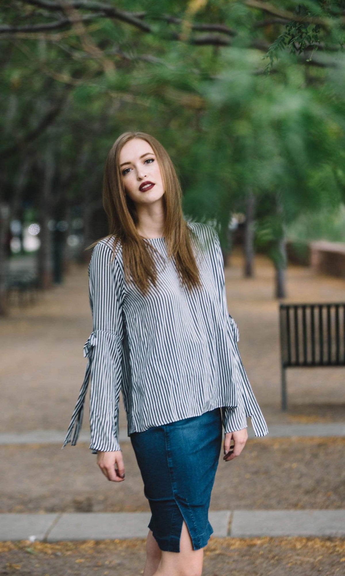 Velvet by Graham &amp; Spencer Adia Vertical Stripe Bell Sleeve Top