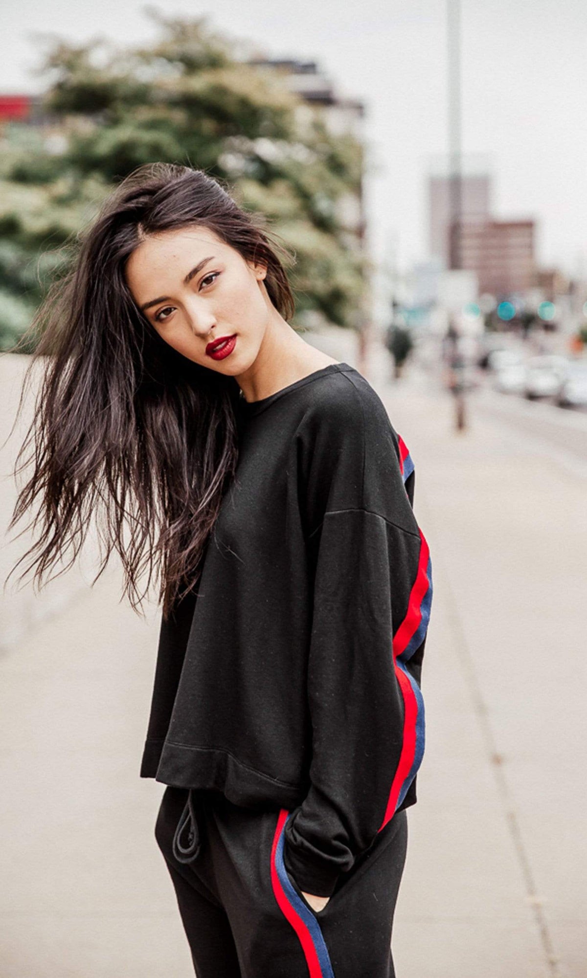 Velvet by Graham &amp; Spencer Danica Striped Crewneck Sweatshirt