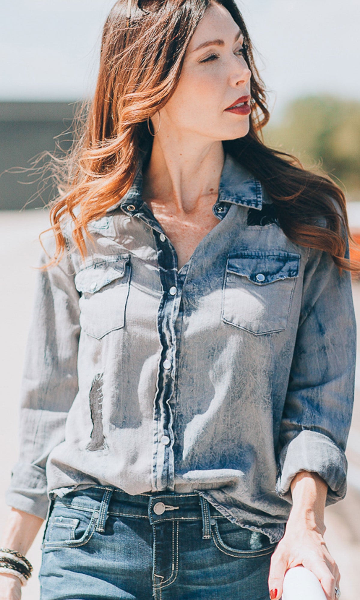 Nu Vintage Grey Button Up with Patches