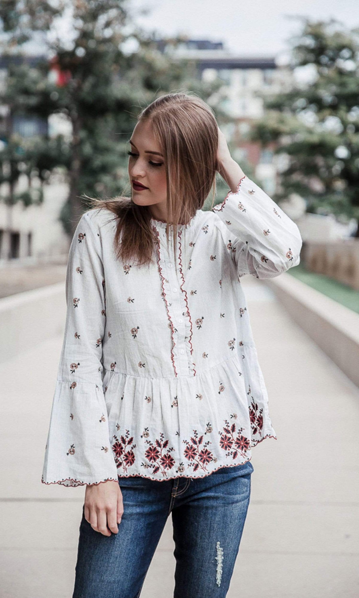 Velvet by Graham &amp; Spencer Breanna Embroidered Ruffle Top