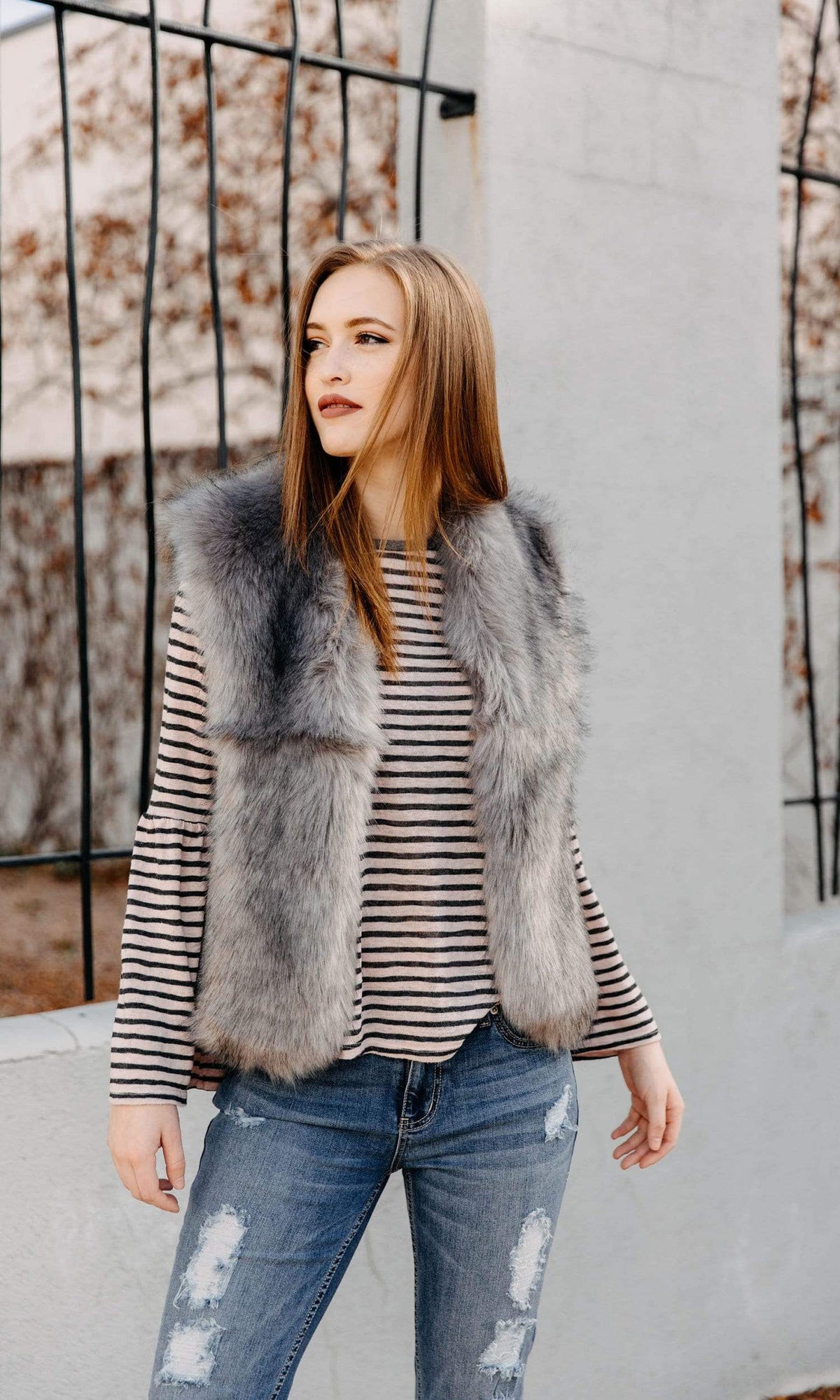 Velvet by Graham &amp; Spencer Zabrina Textured Stripe Bell Sleeve Top