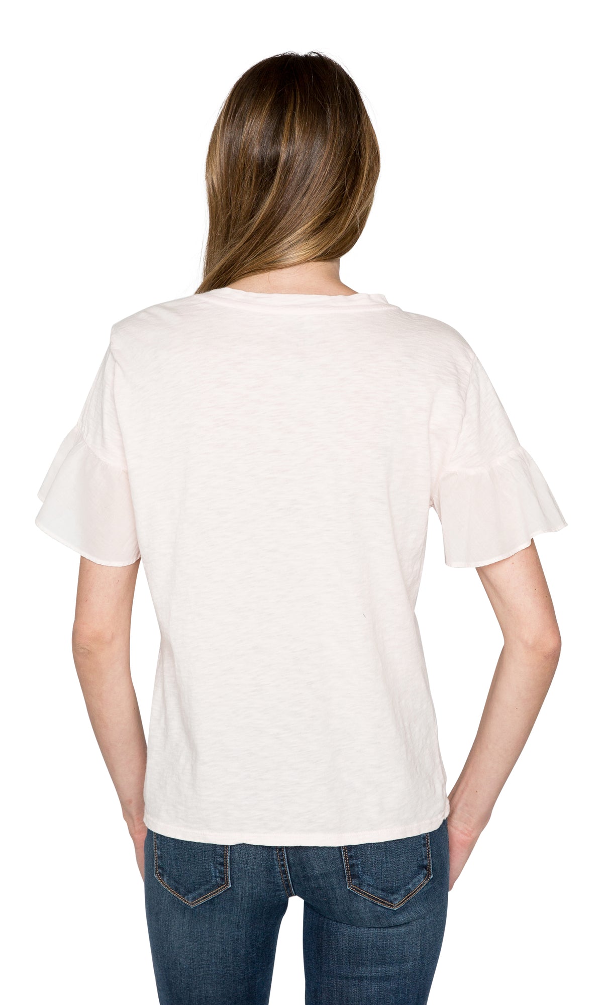 Velvet by Graham &amp; Spencer Maureen Cotton Contrast Ruffle Sleeve Top