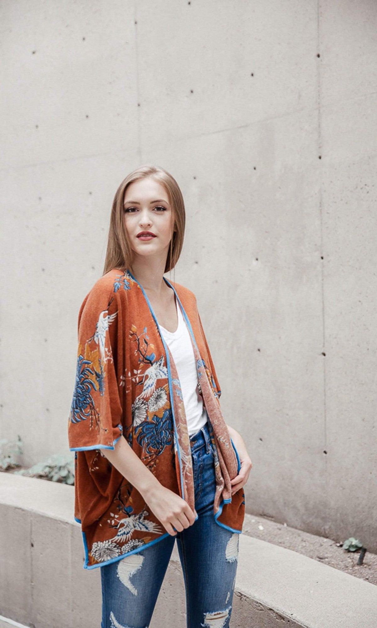 Knitwit Cashmere Kimono Cardigan - Japanese Floral