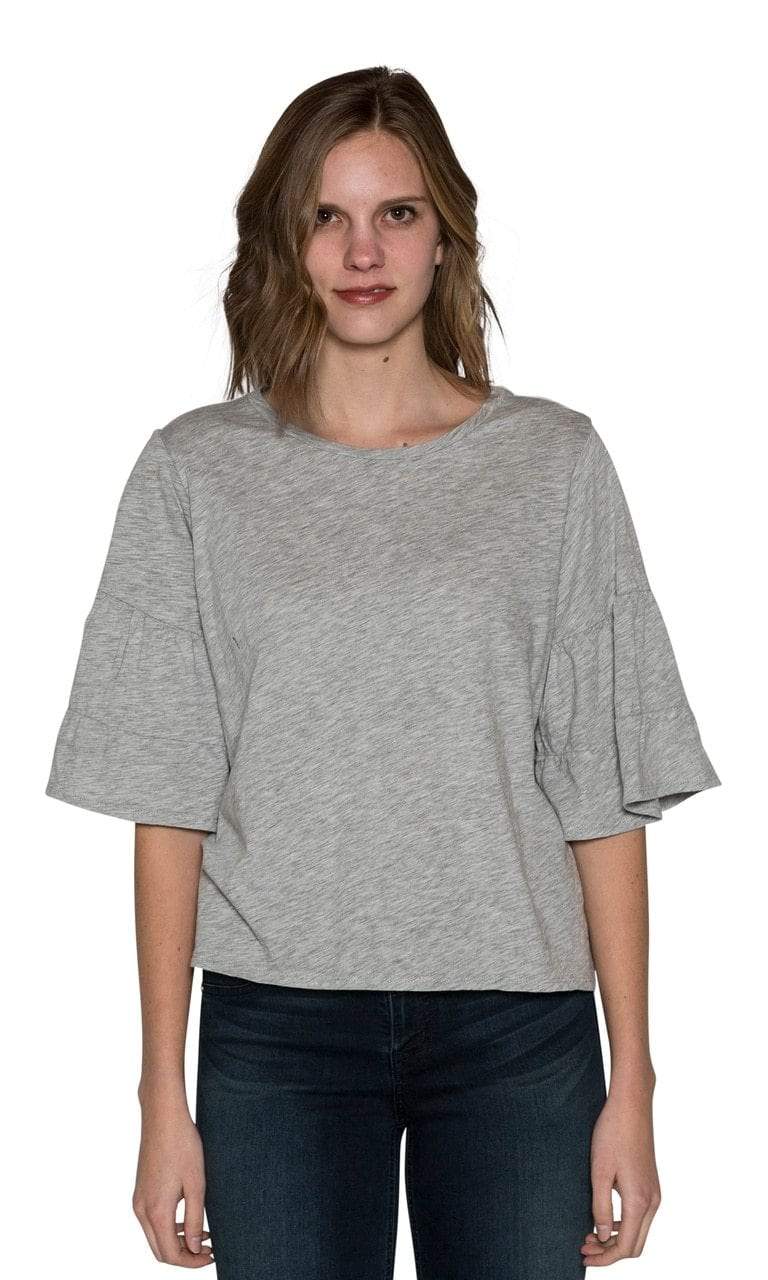 Velvet by Graham &amp; Spencer Ellis Cotton Slub Ruffle Tee-Heather Grey