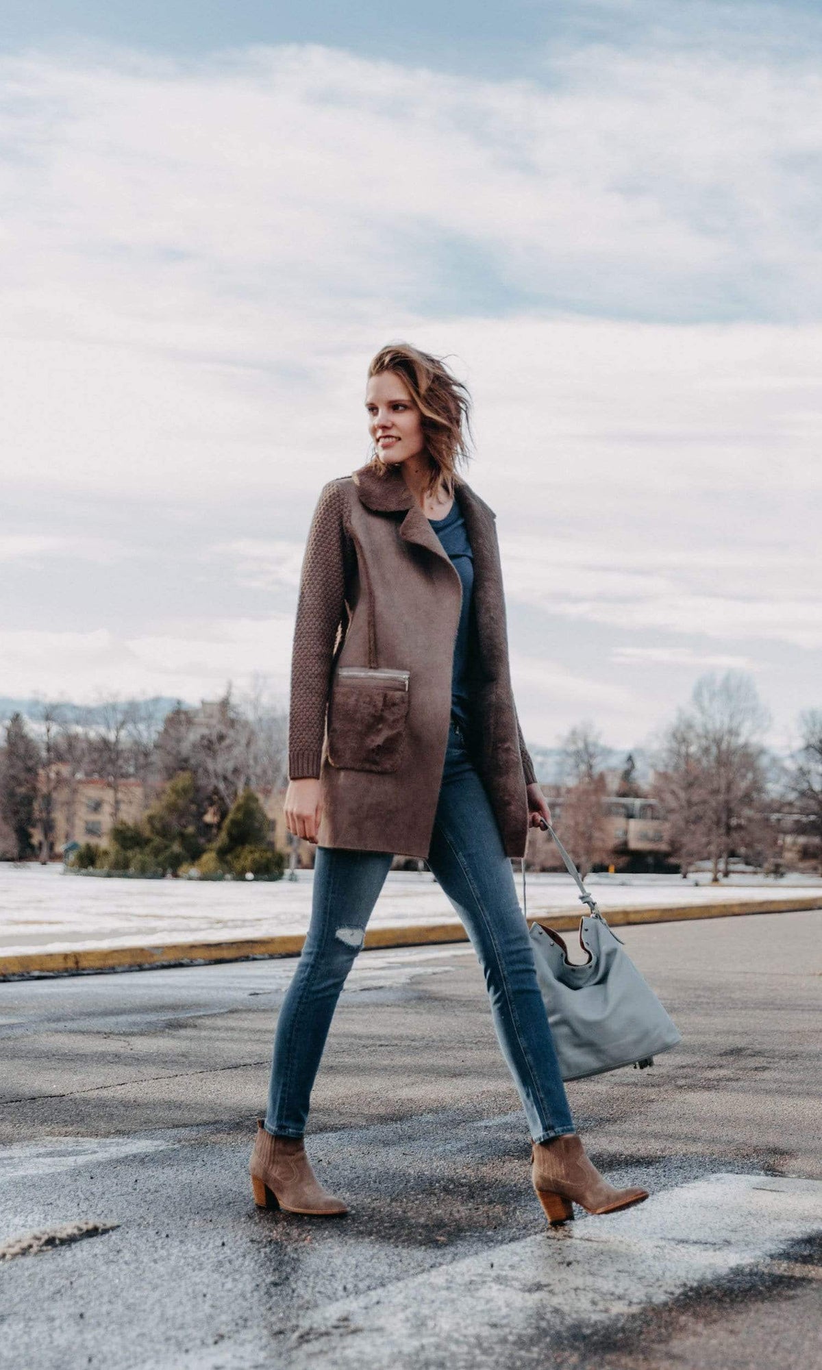 Love Token Faux Sherpa Jacket with Pockets