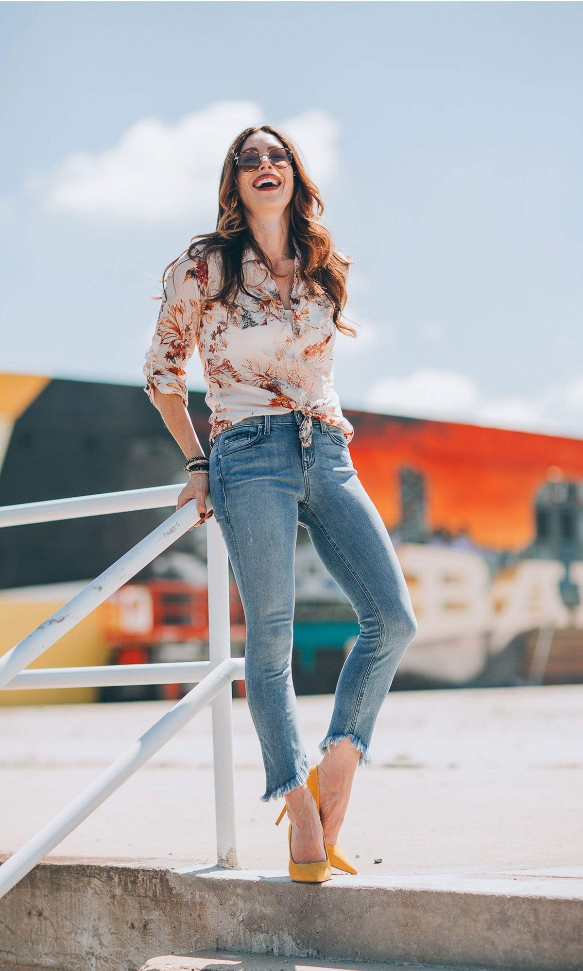 J.A.K. Button Down Red Floral Shirt