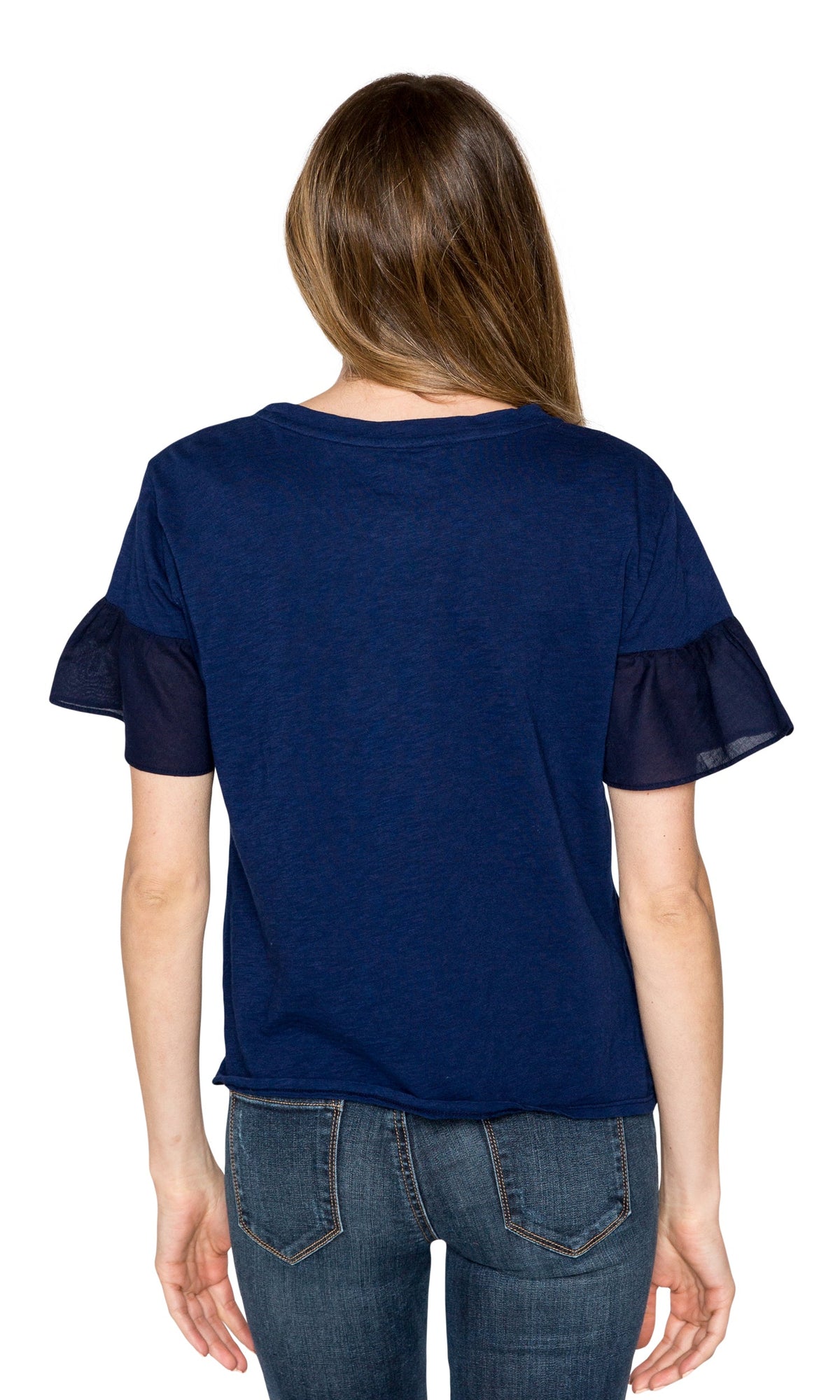 Velvet by Graham &amp; Spencer Maureen Cotton Contrast Ruffle Sleeve Top