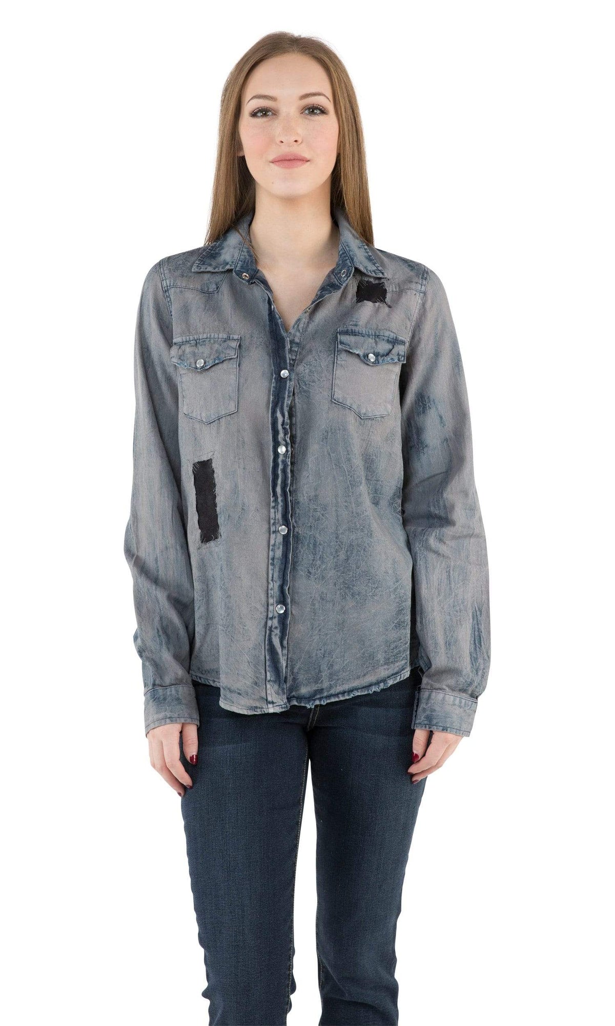 Nu Vintage Grey Button Up with Patches