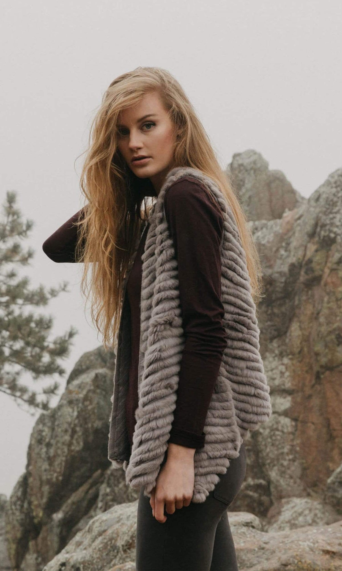 Love Token Layla Genuine Rabbit Fur Vest