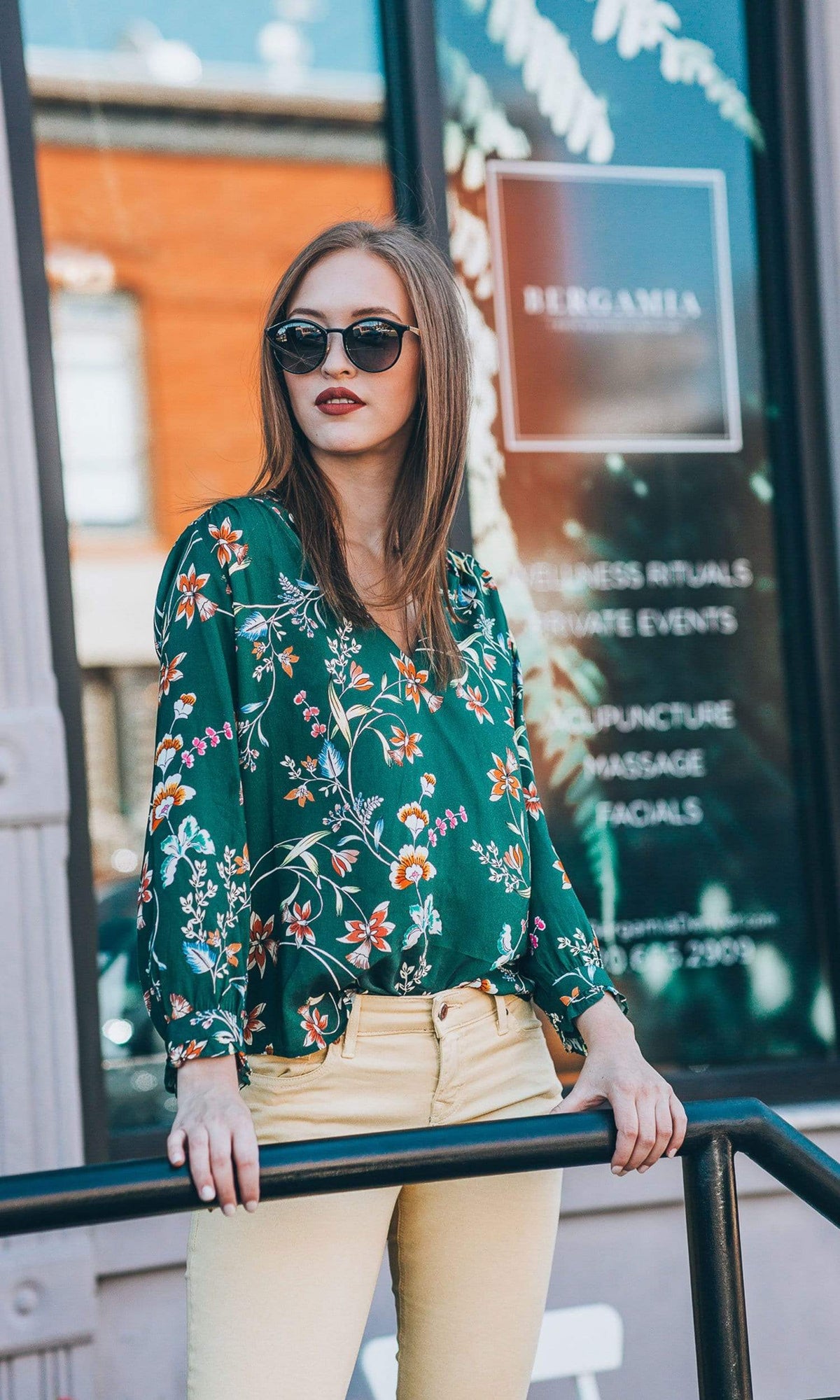 Velvet by Graham &amp; Spencer Jazzy Floral Print V Neck Top