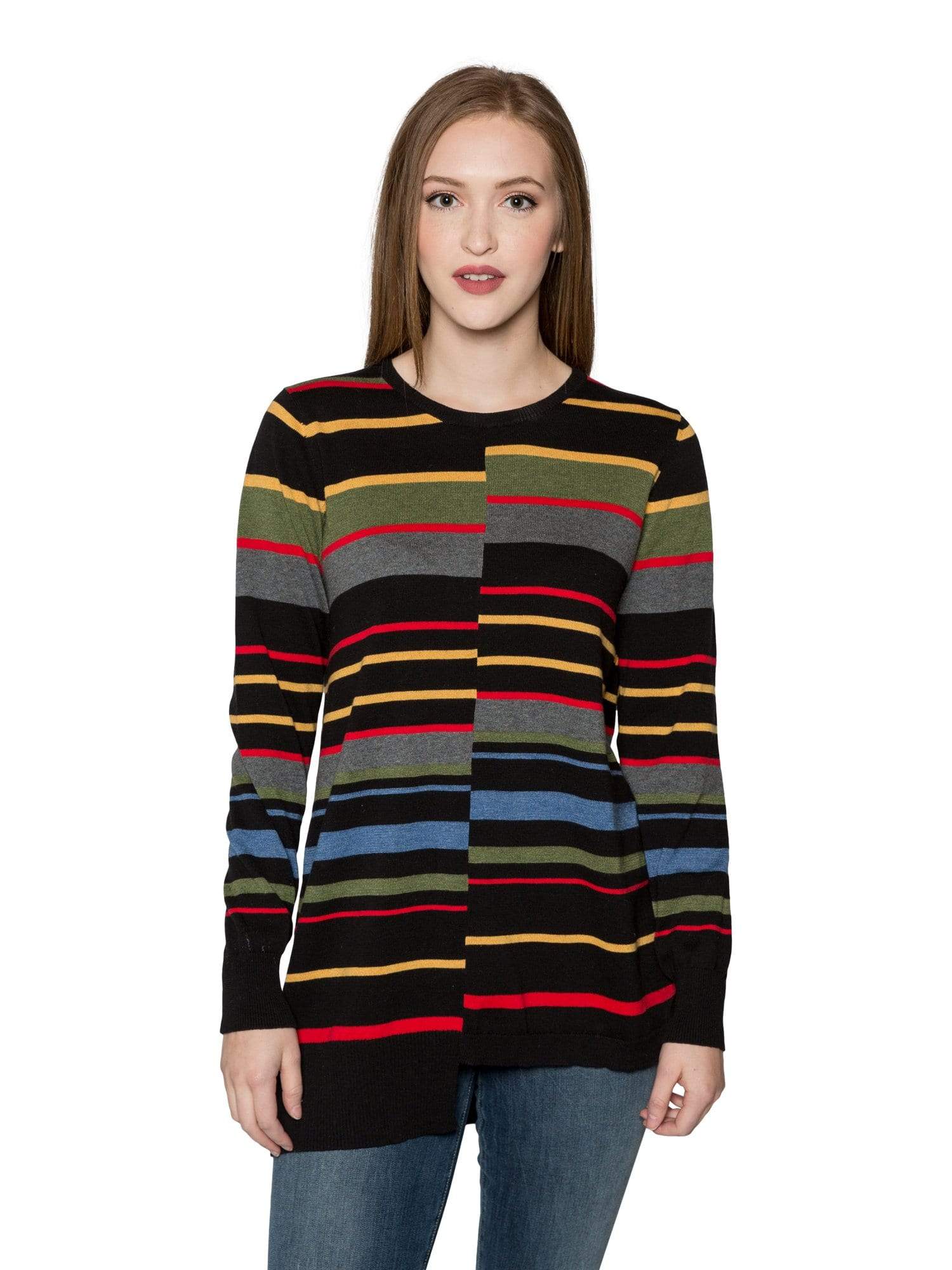 Sogi Interrupted Striped Tunic Sweater