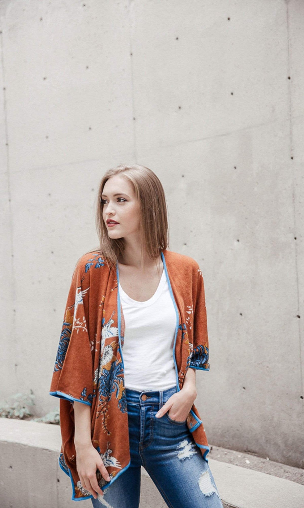 Knitwit Cashmere Kimono Cardigan - Japanese Floral