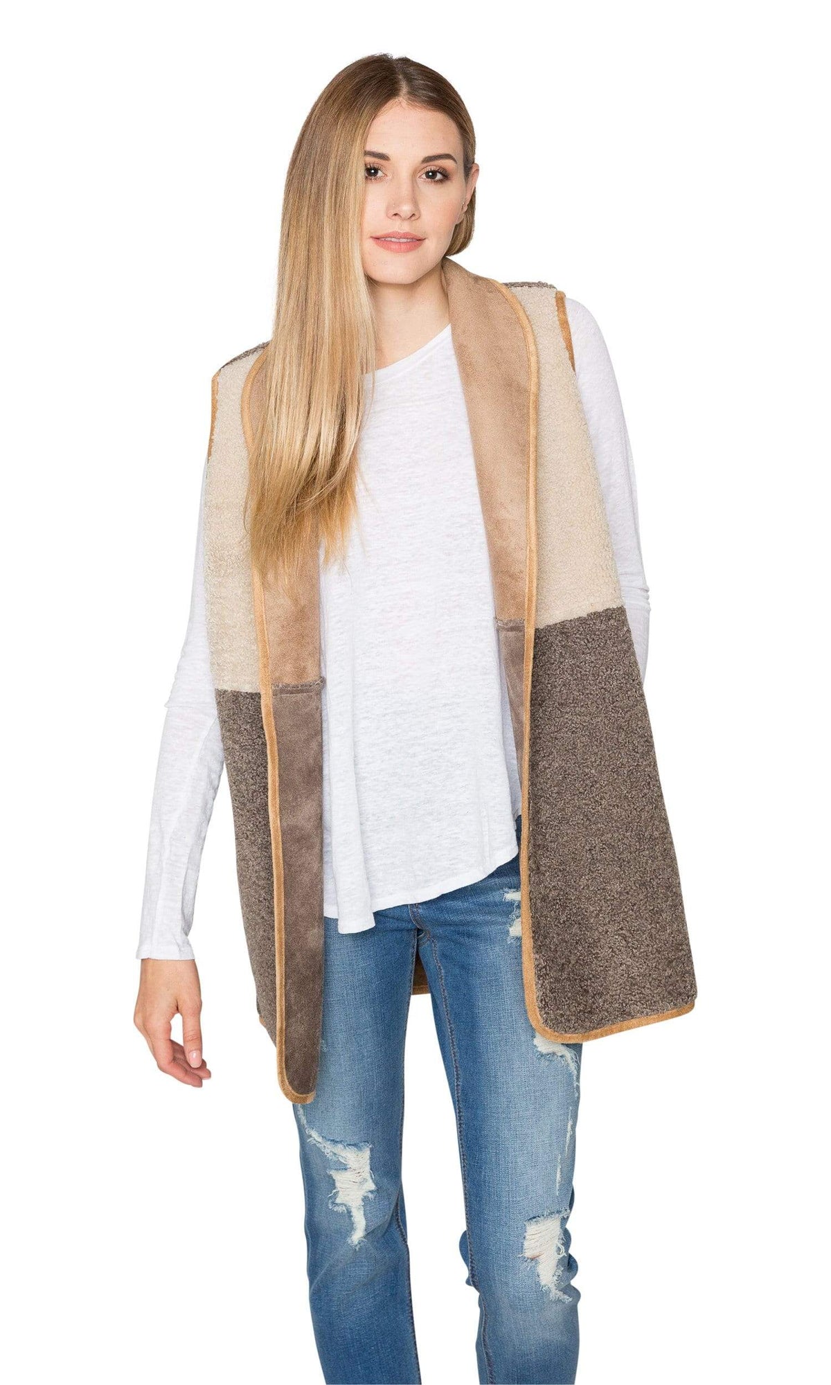 Velvet by Graham &amp; Spencer Valetta Faux Sherpa Reversible Colorblock Vest
