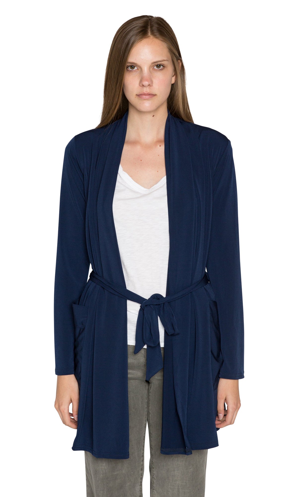 Viereck Luca Tie Waist Cardigan-Navy