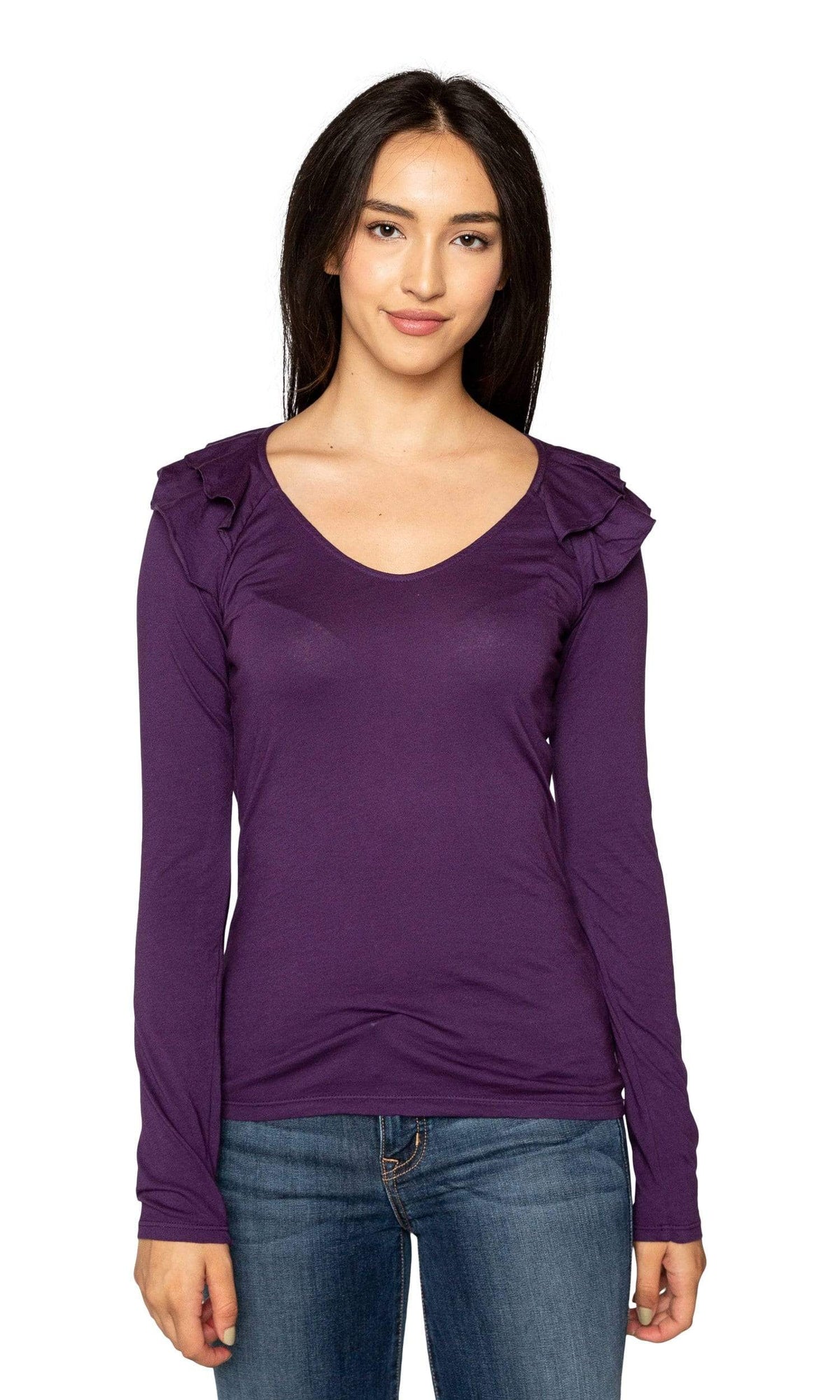 Velvet by Graham &amp; Spencer Yancy03 Ruffle Shoulder Top