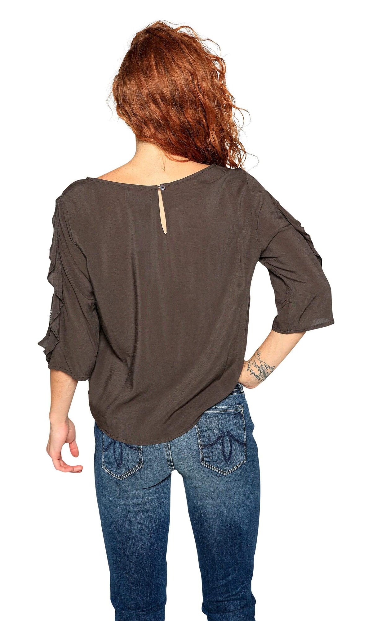 Velvet by Graham &amp; Spencer Wrenley Lace Sleeve Challis Top