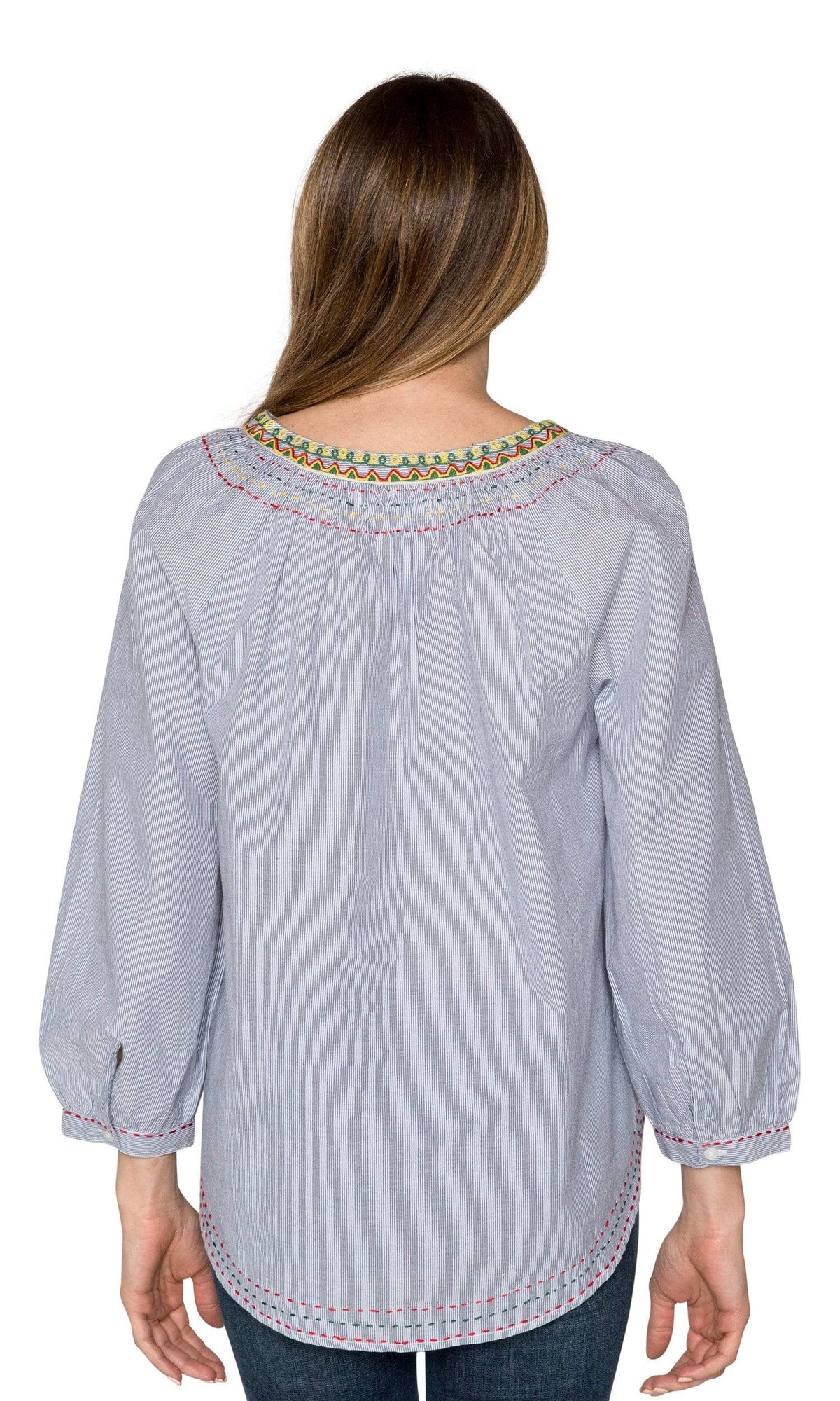 Velvet by Graham &amp; Spencer Neena Shay Embroidered Stripe Peasant Top