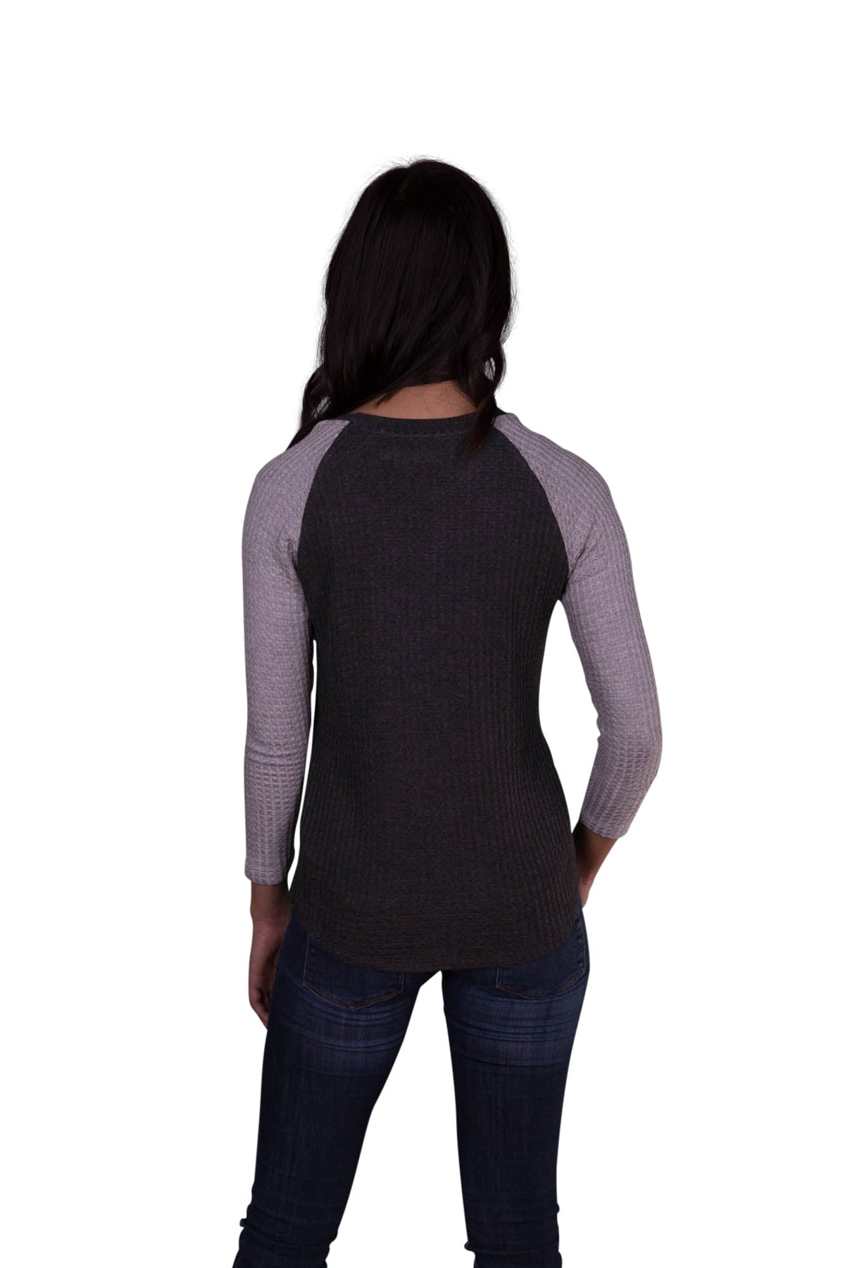 Velvet by Graham &amp; Spencer Lavender Waffle Knit Colorblock Raglan Top