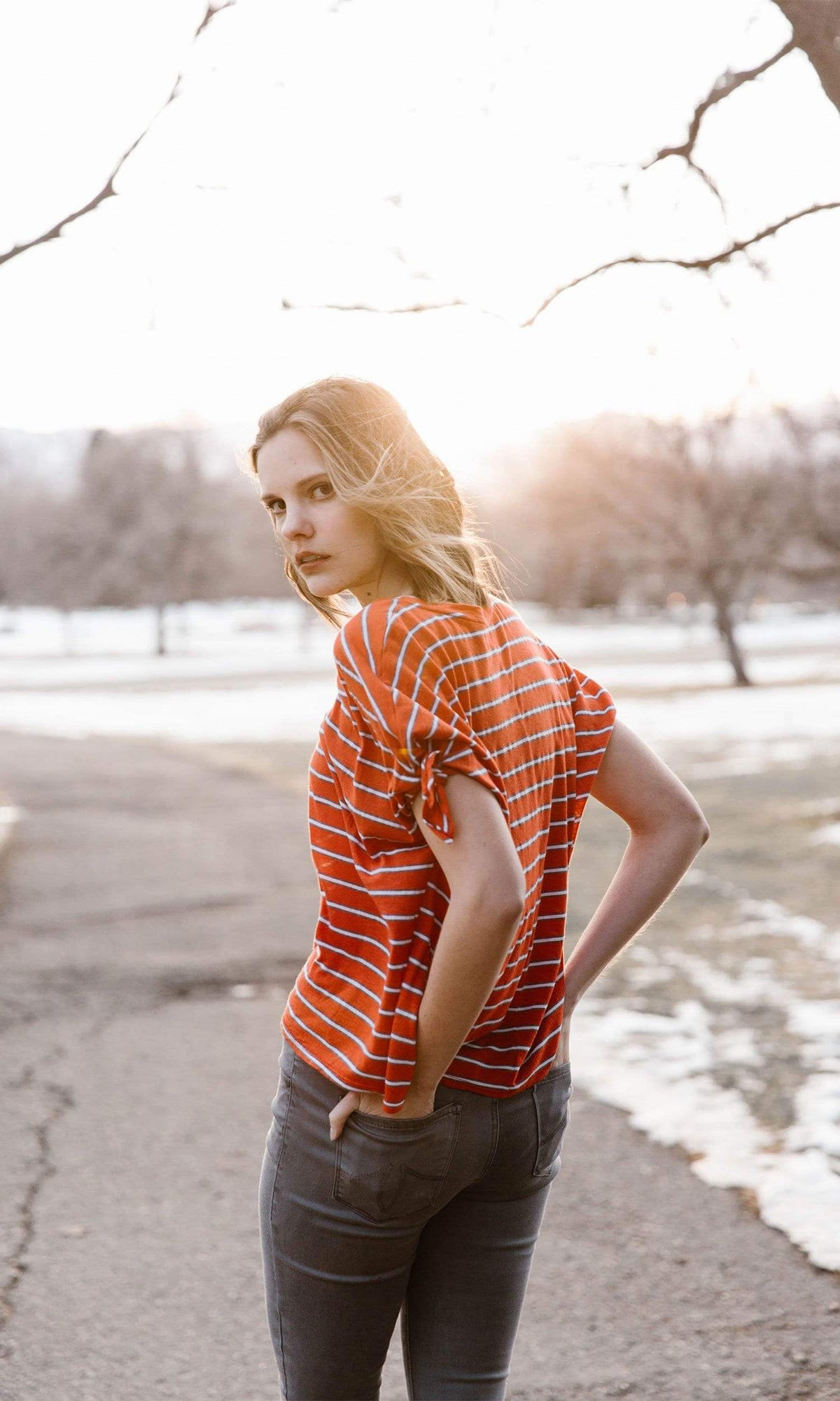 Velvet by Graham &amp; Spencer Crystal Striped Knit Sleeve Top