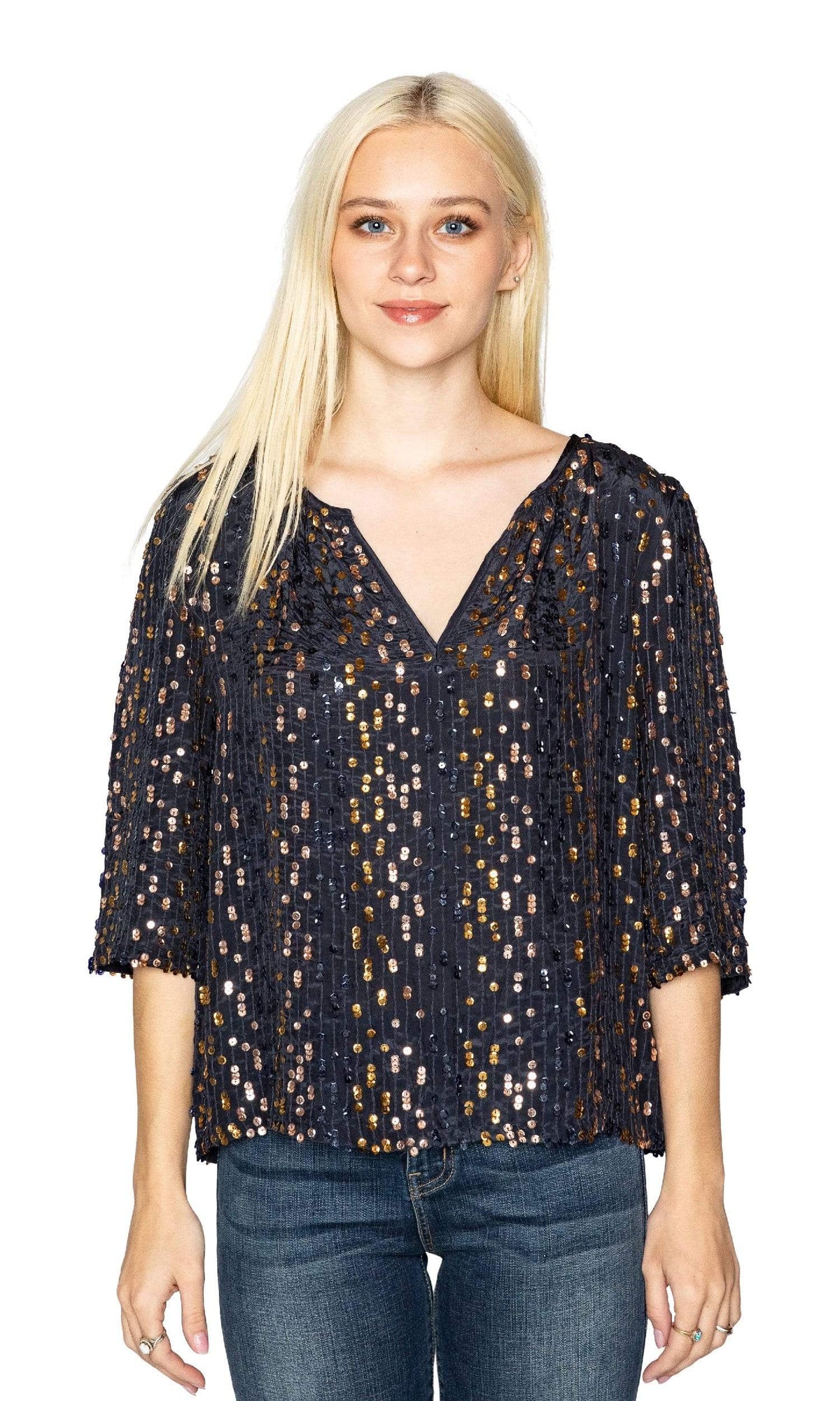 Velvet by Graham &amp; Spencer Prima Sequin V Neck Top