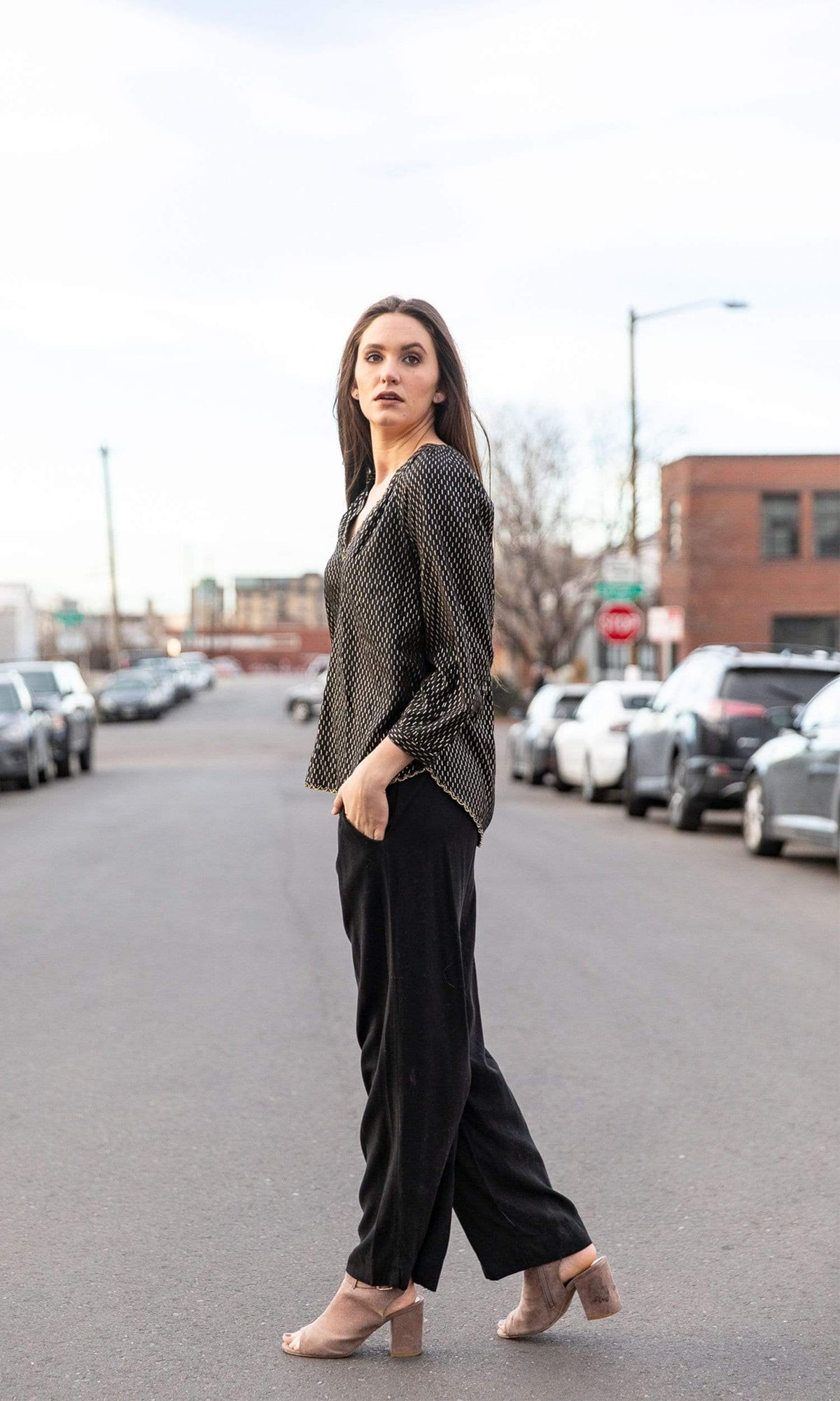 Velvet by Graham &amp; Spencer Milla Gold Printed Peasant Blouse