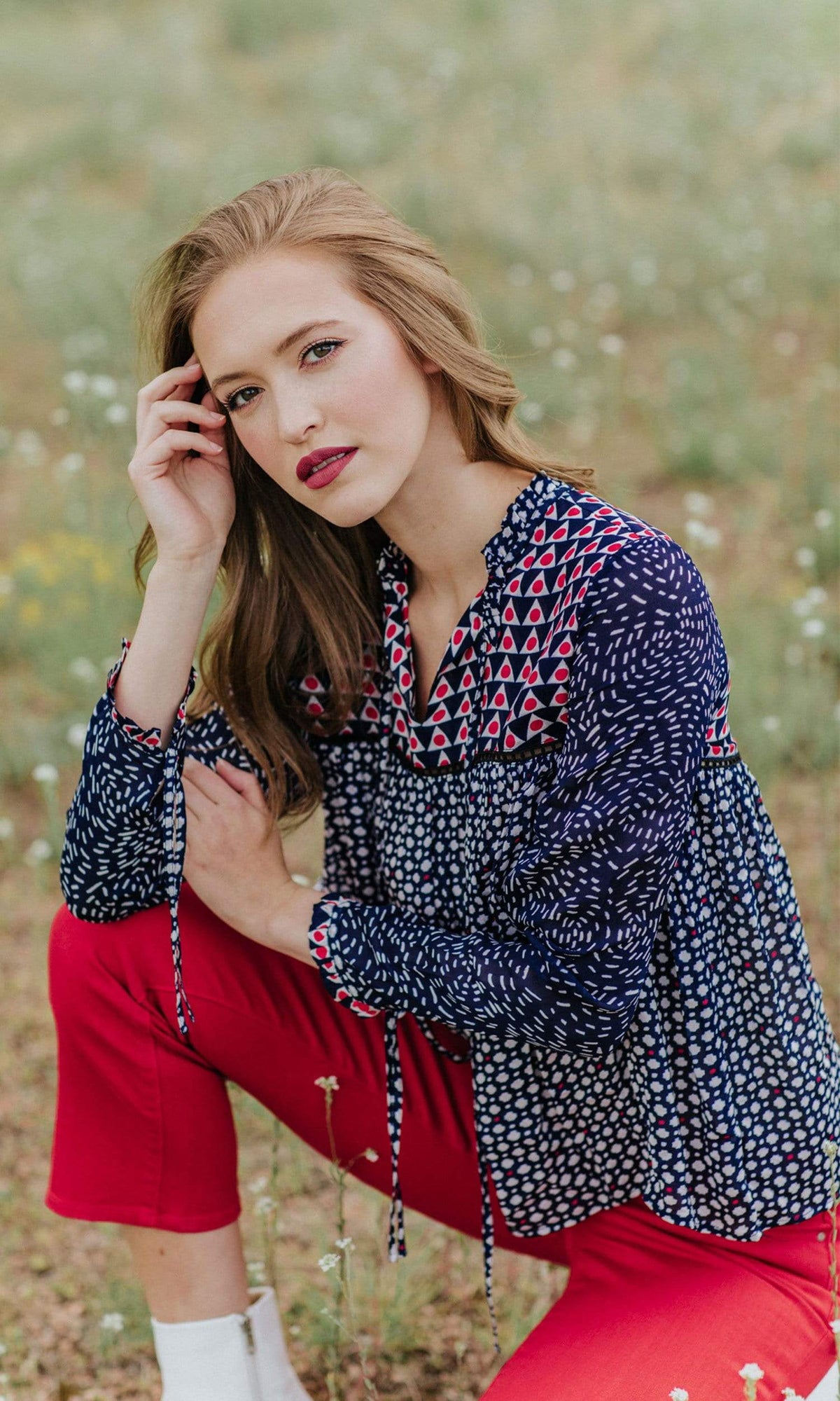 Conditions Apply A Pretty Top with Tie Neck