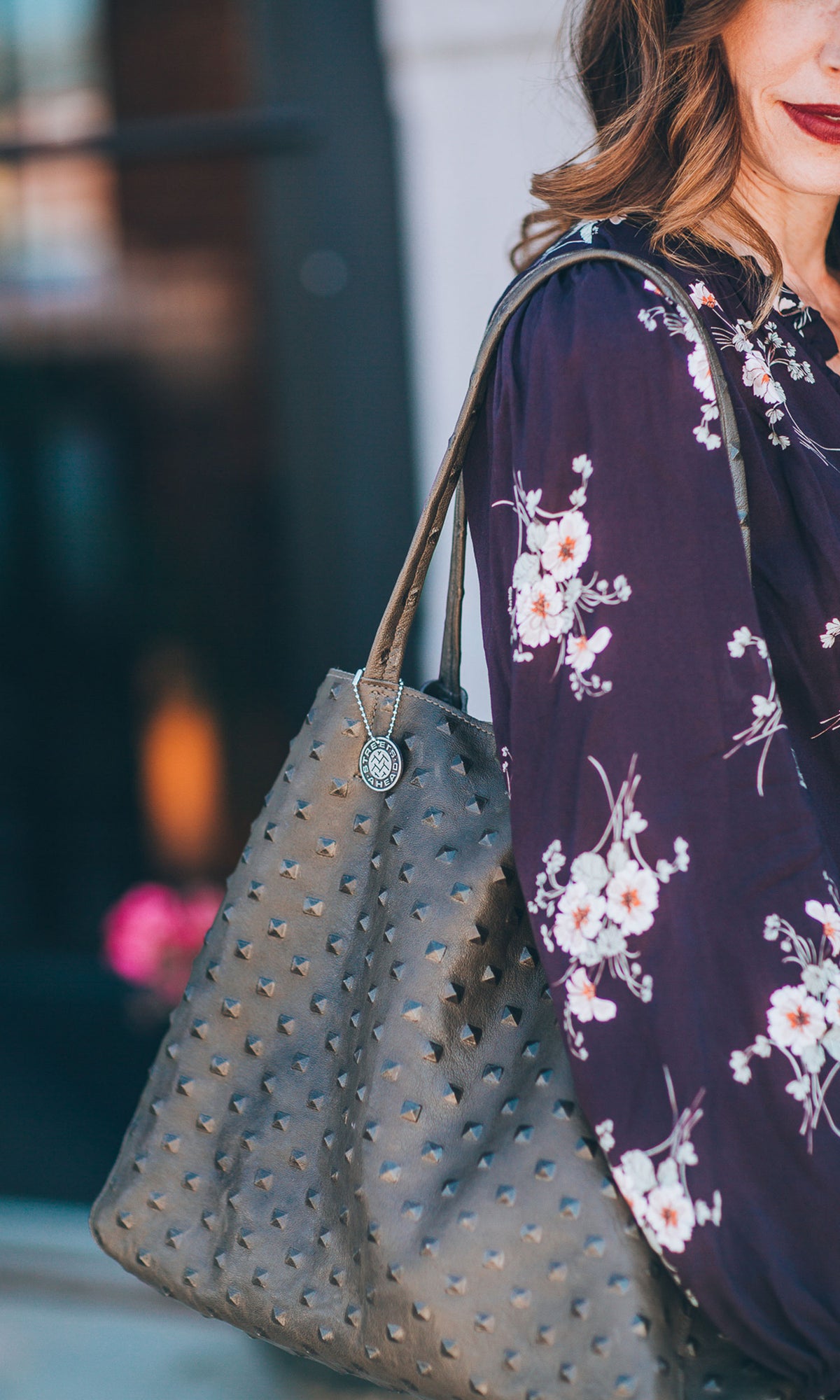 Streets Ahead Charlotte Pyramid Embossed Large Leather Tote