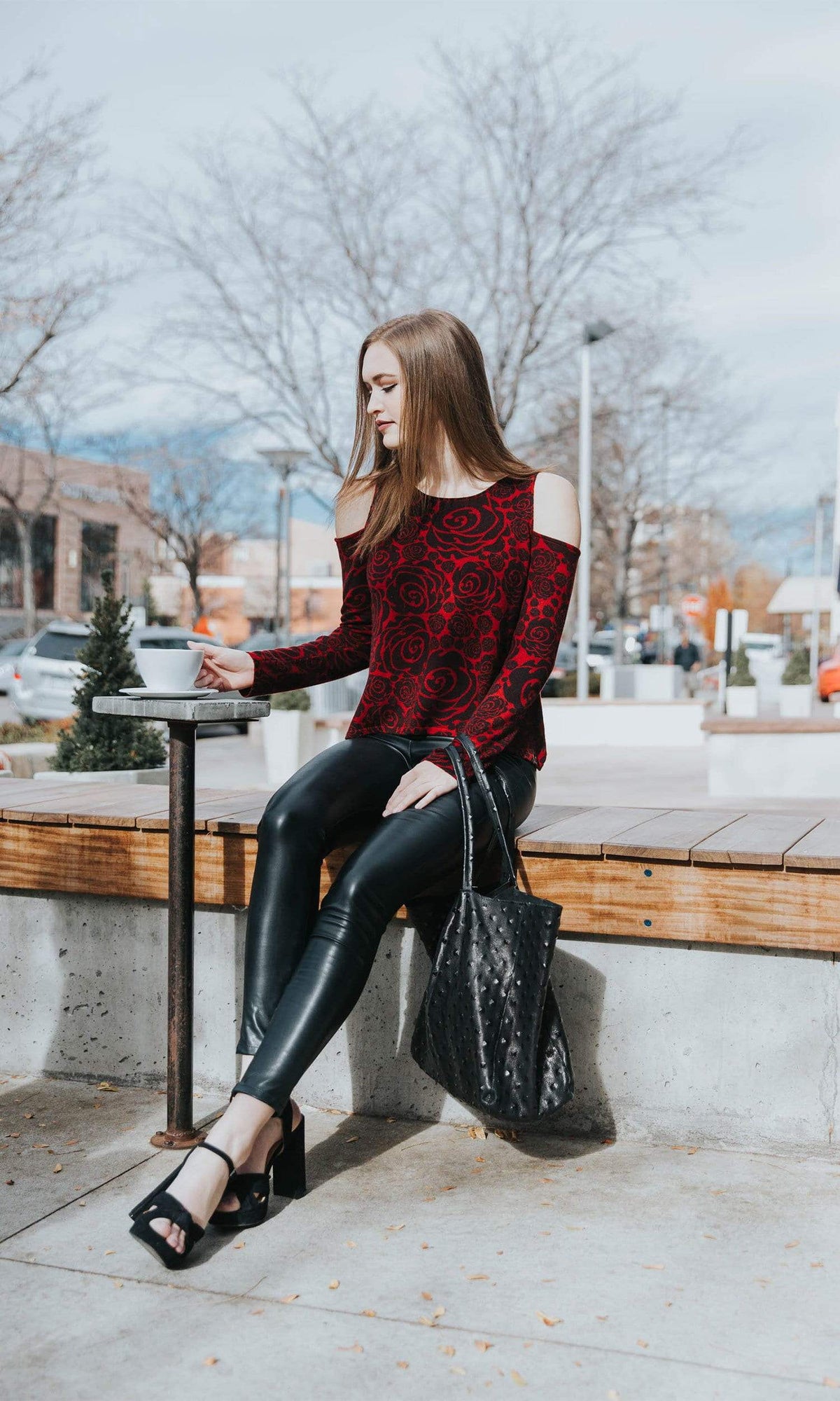 Knitwit Cold Shoulder Cashmere Sweater - Red Rose