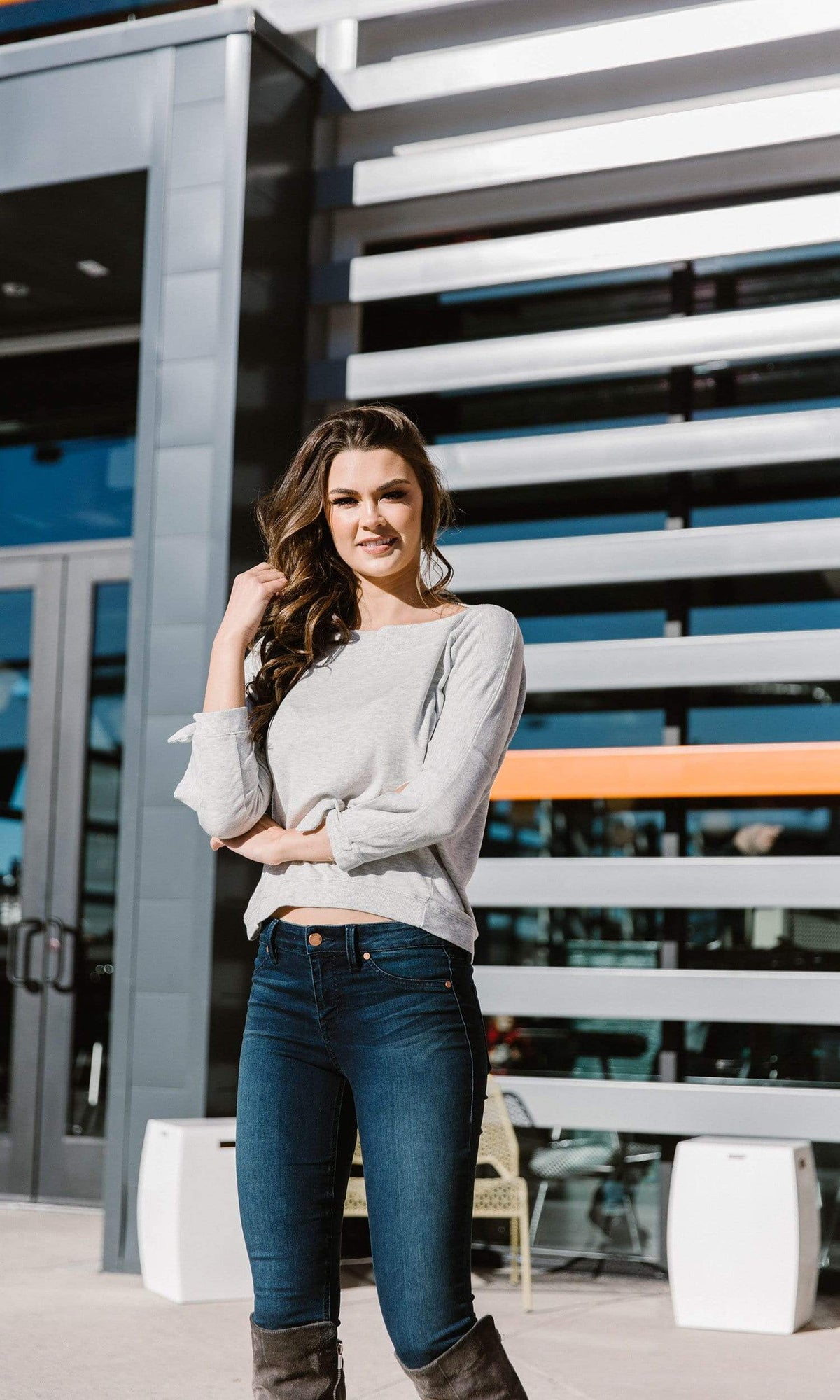 River + Sky Sweetwater Tie Sleeve High Low Sweatshirt