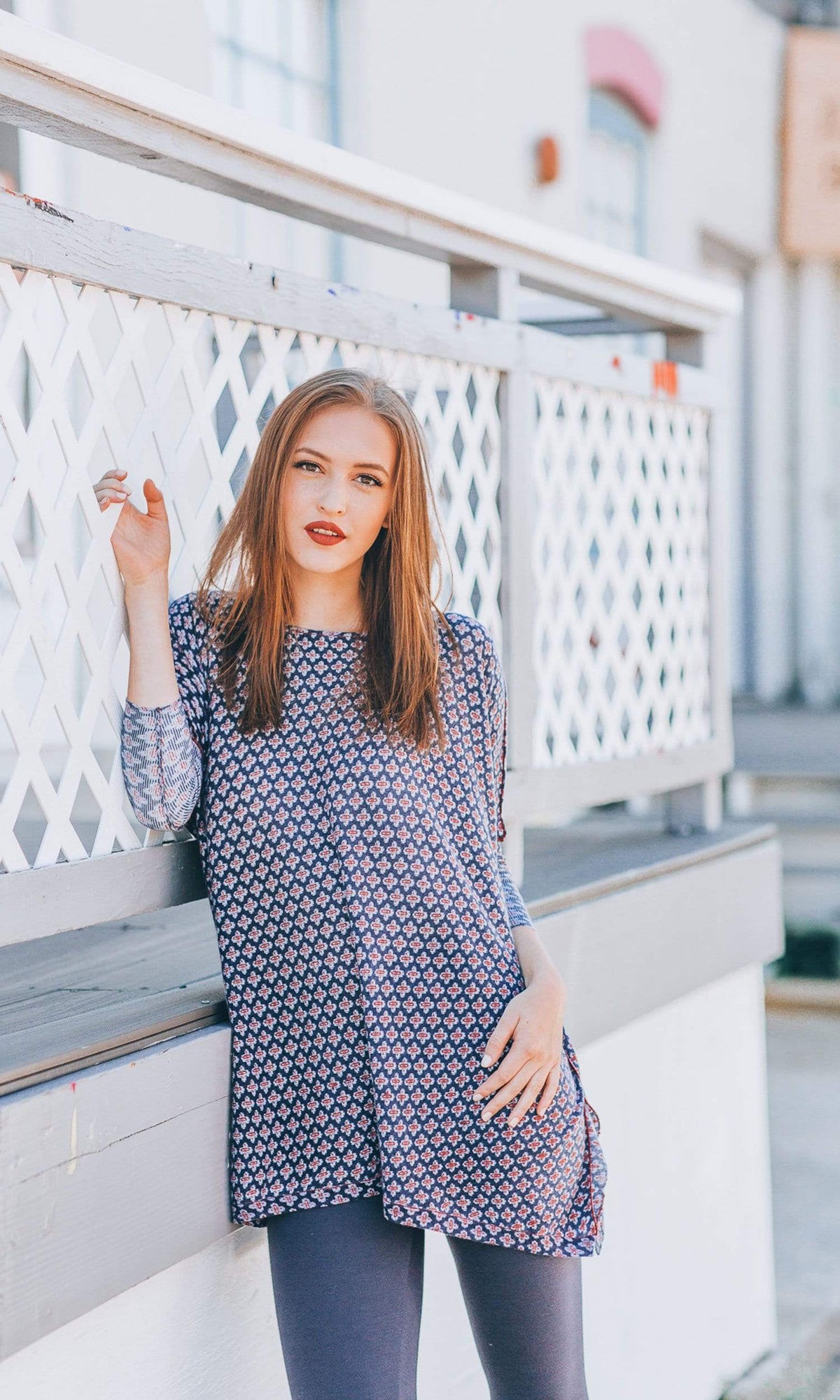 Knitwit Floaty Tunic Light Cashmere - Navy Denim Cross