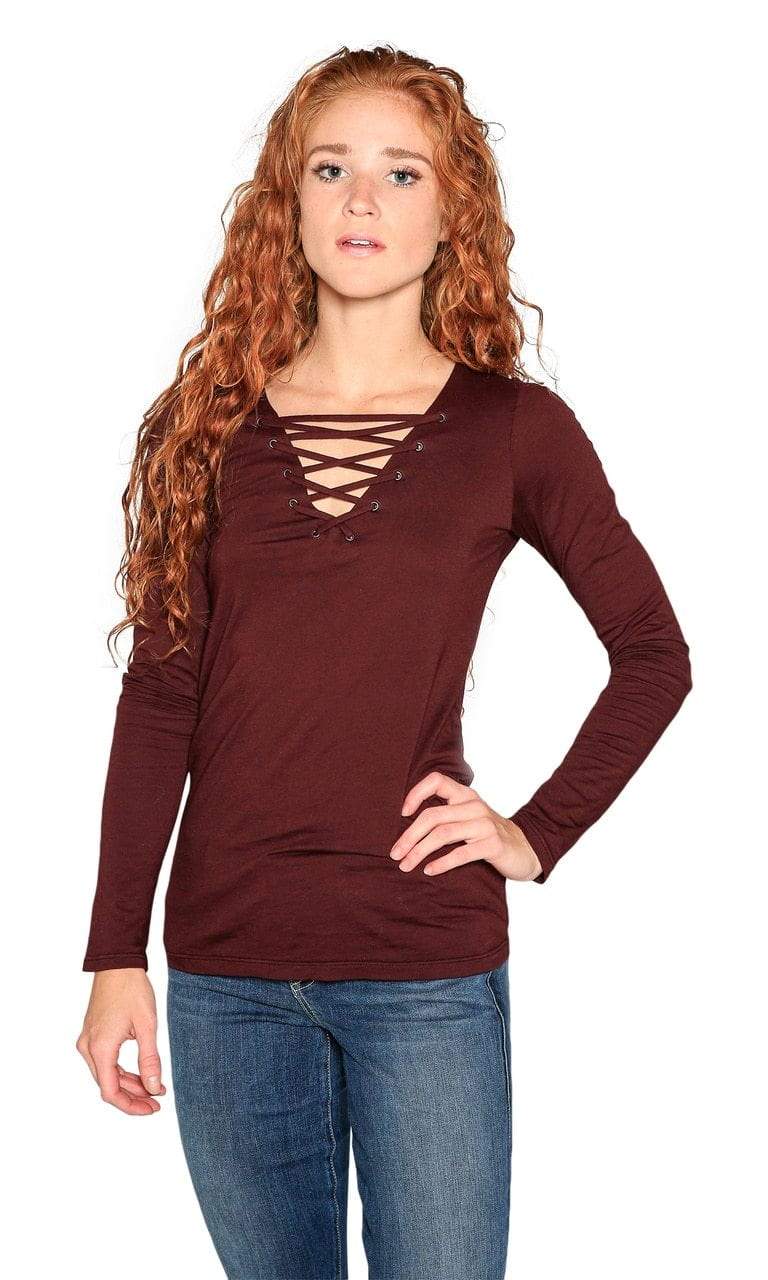 Velvet by Graham &amp; Spencer Joni Gauzy Whisper Lace Up Tee