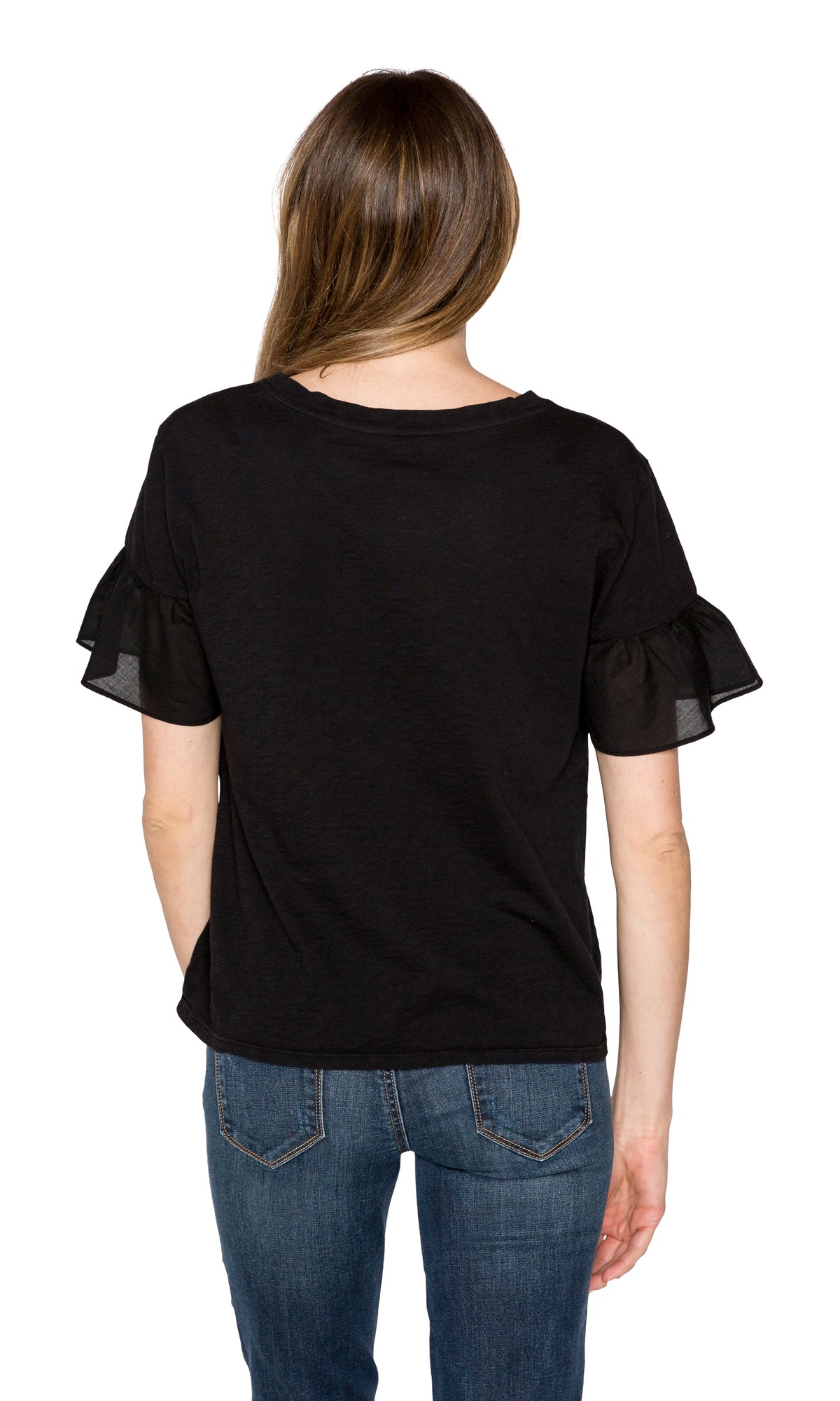 Velvet by Graham &amp; Spencer Maureen Cotton Contrast Ruffle Sleeve Top