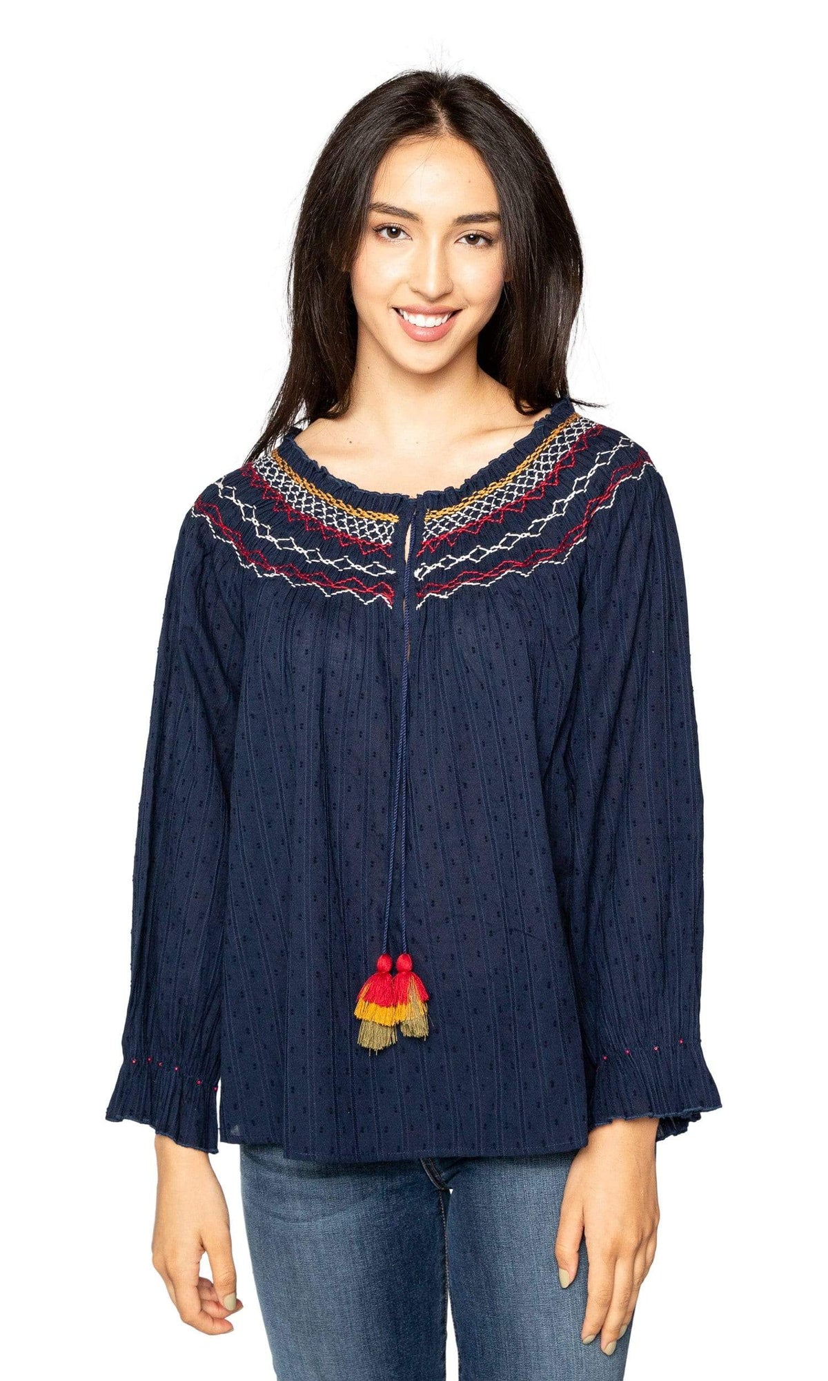 Velvet by Graham &amp; Spencer Trudie Embroidered Smocked Top