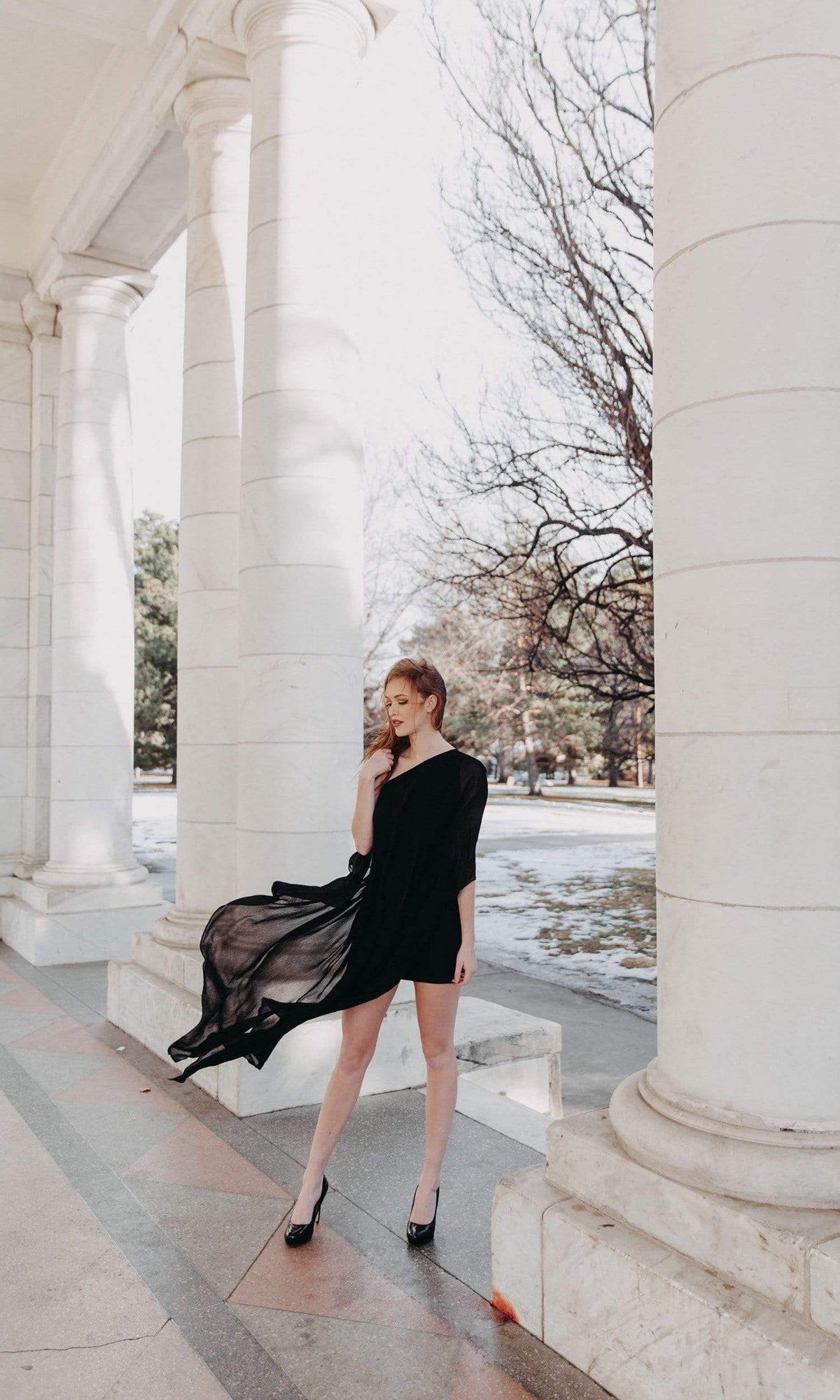 Analili Jasmine One Shoulder Drape Dress